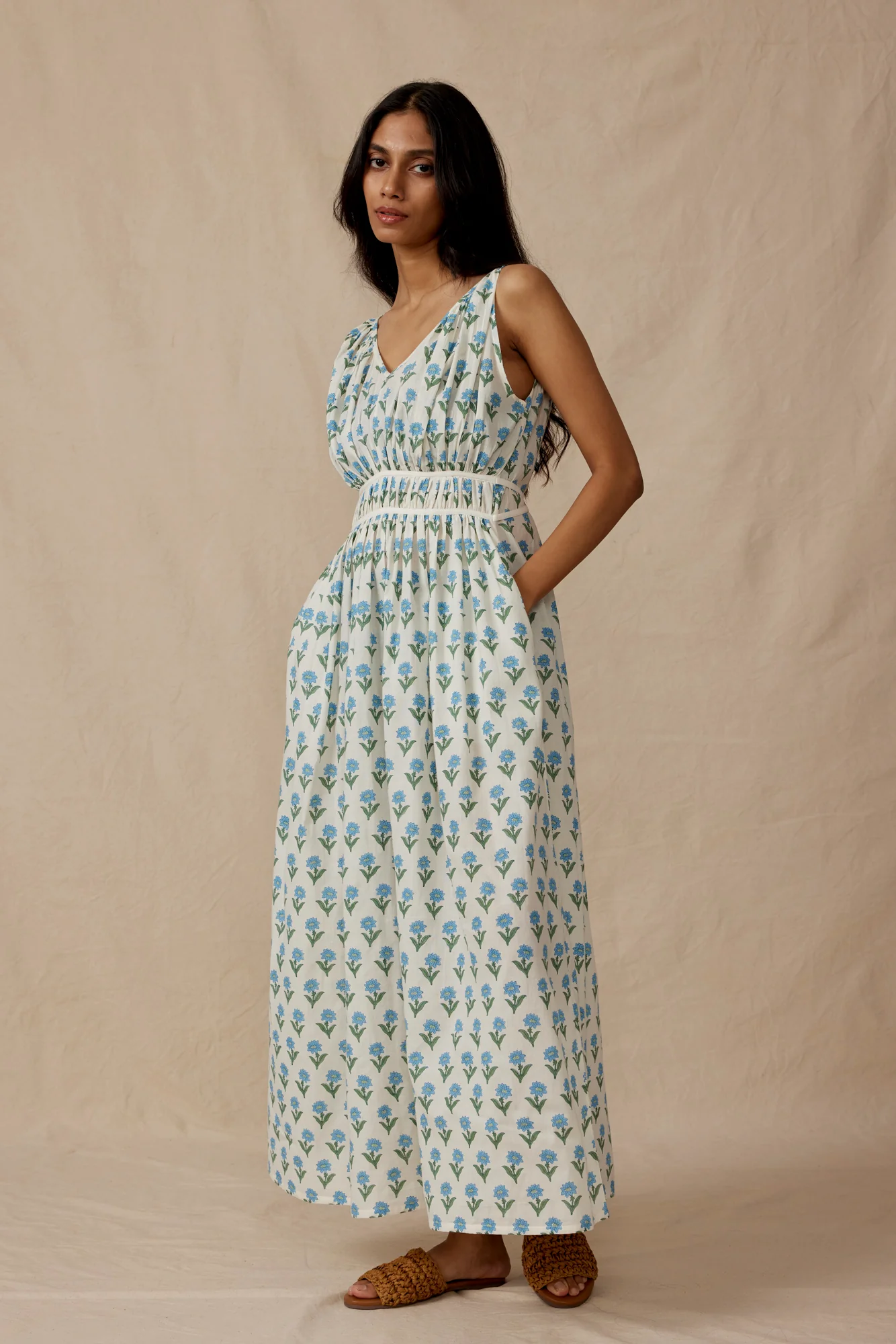 Athena Dress in Sky Kashmir Flower - Image 3