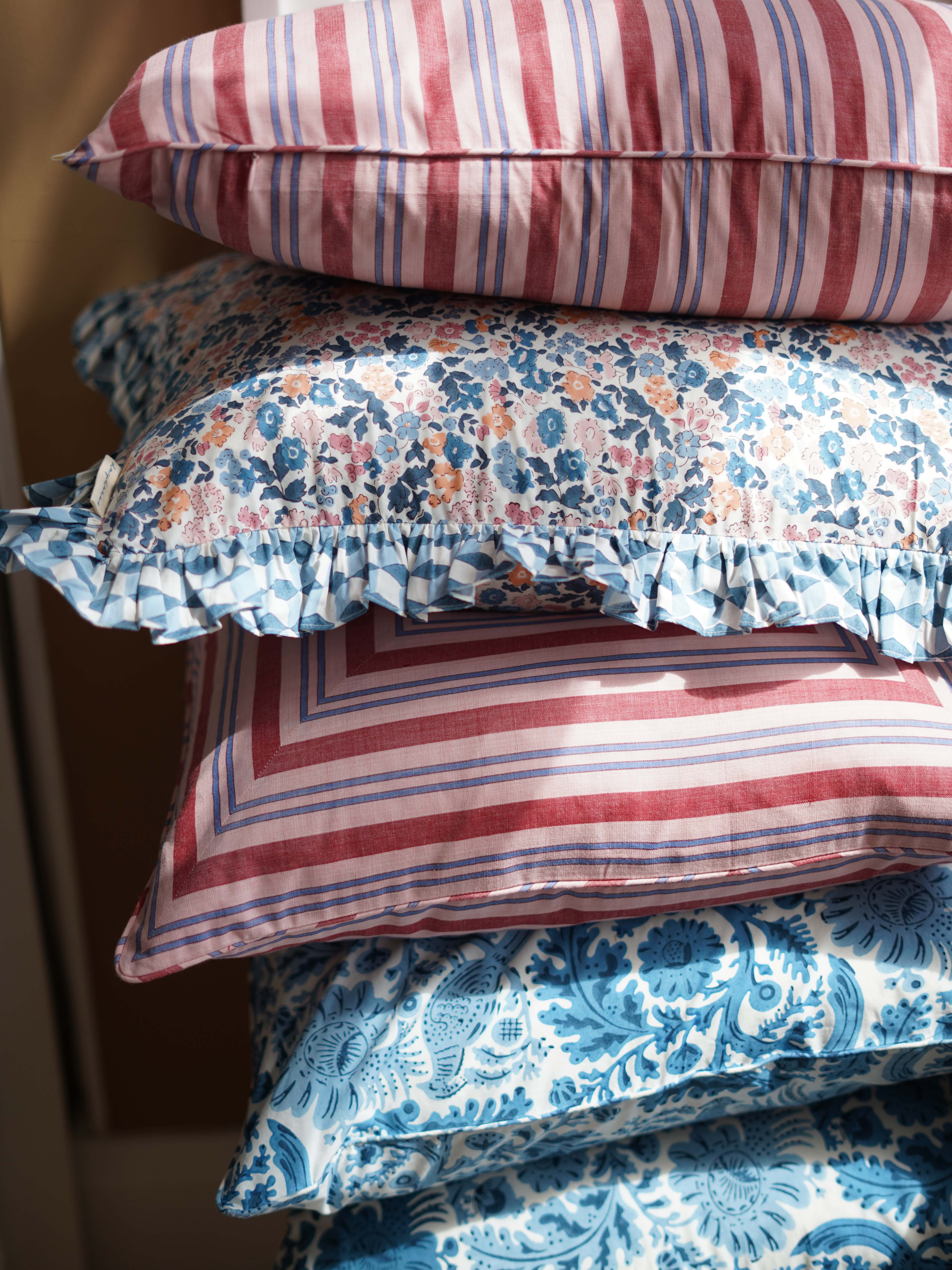 Cushion Cover, Pink Handloom Stripe 60 x 35cm - Image 4