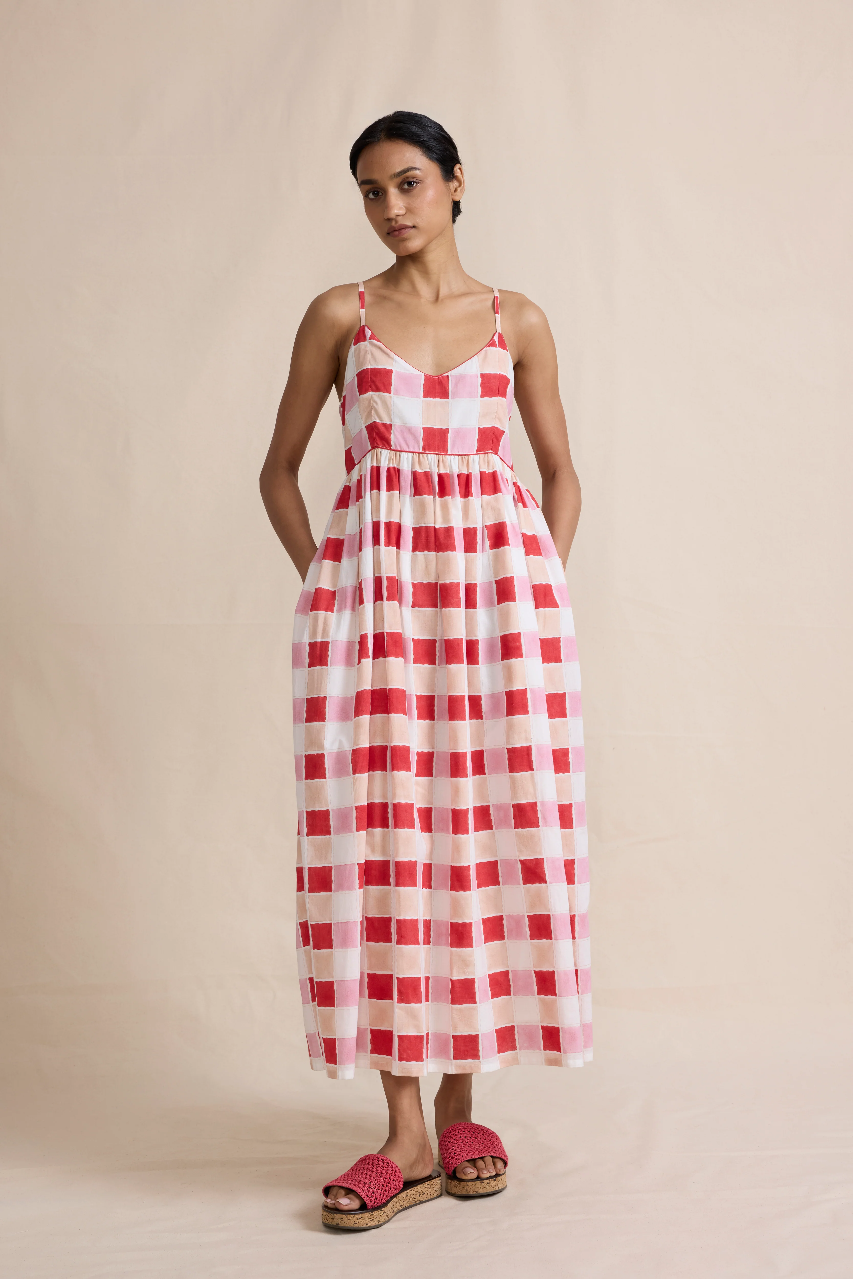 Dawn Dress in Red/Pink Zellige - Image 2