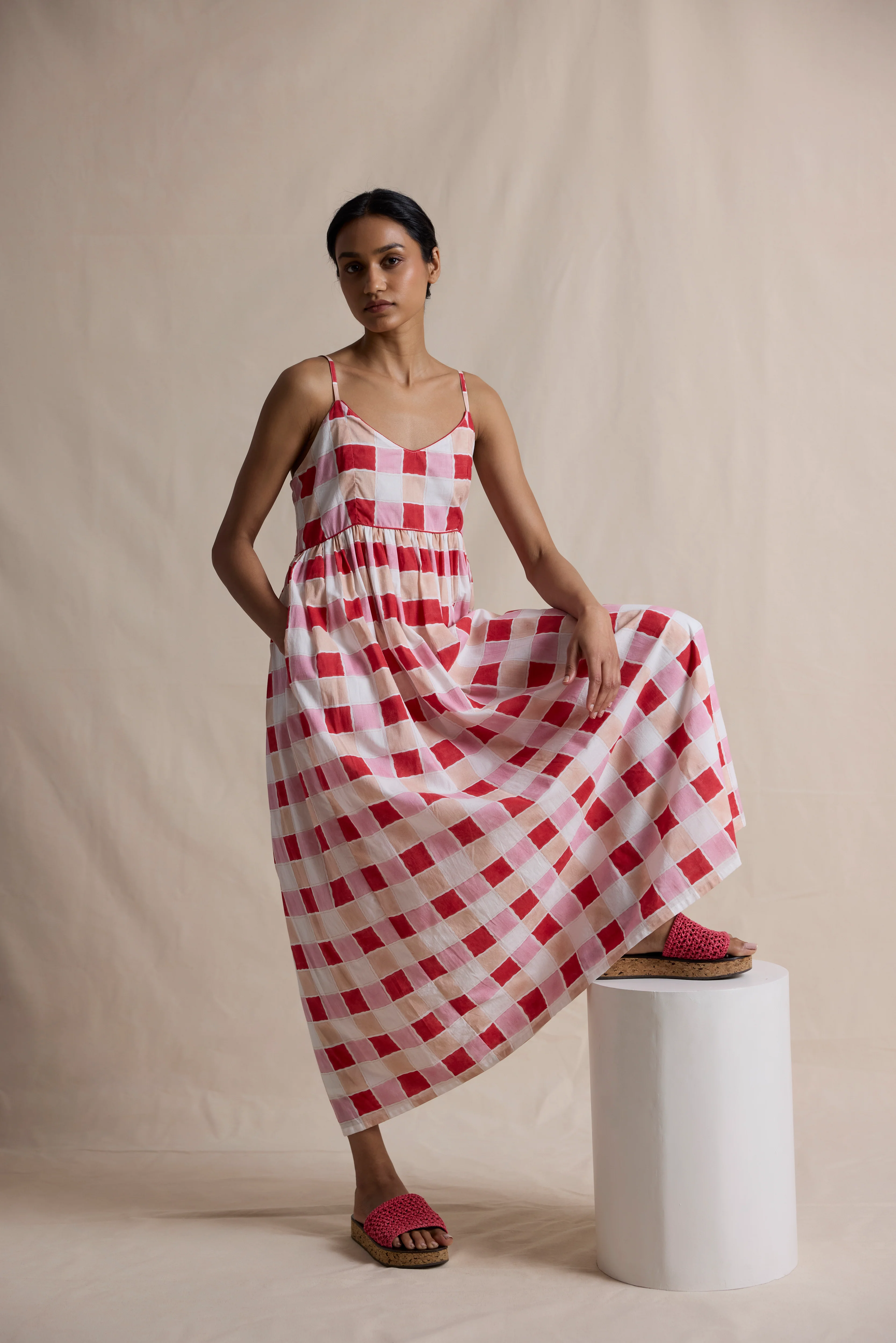 Dawn Dress in Red/Pink Zellige - Image 5