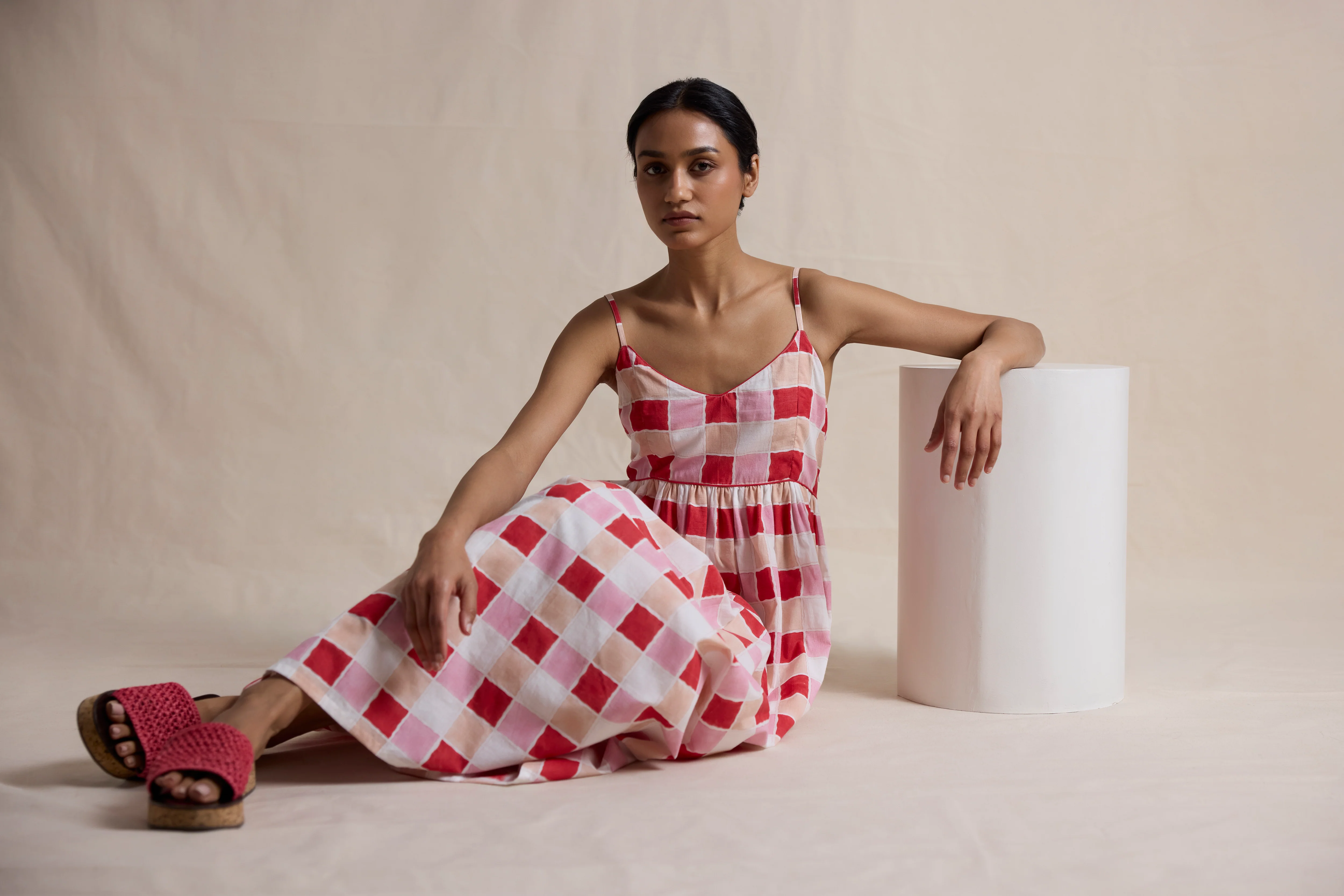 Dawn Dress in Red/Pink Zellige - Image 6