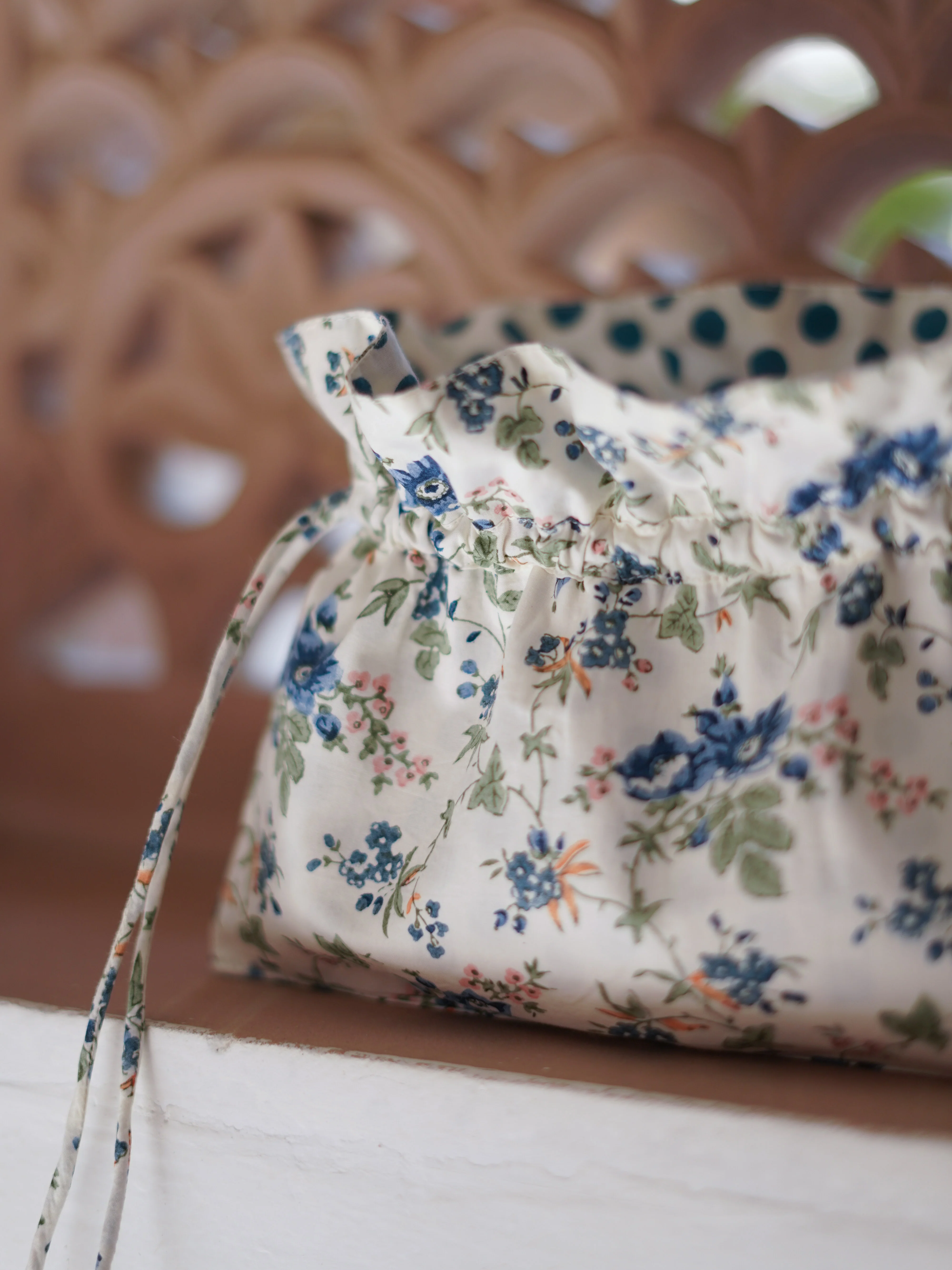 Drawstring Pouch in Rambling Rose - Image 3