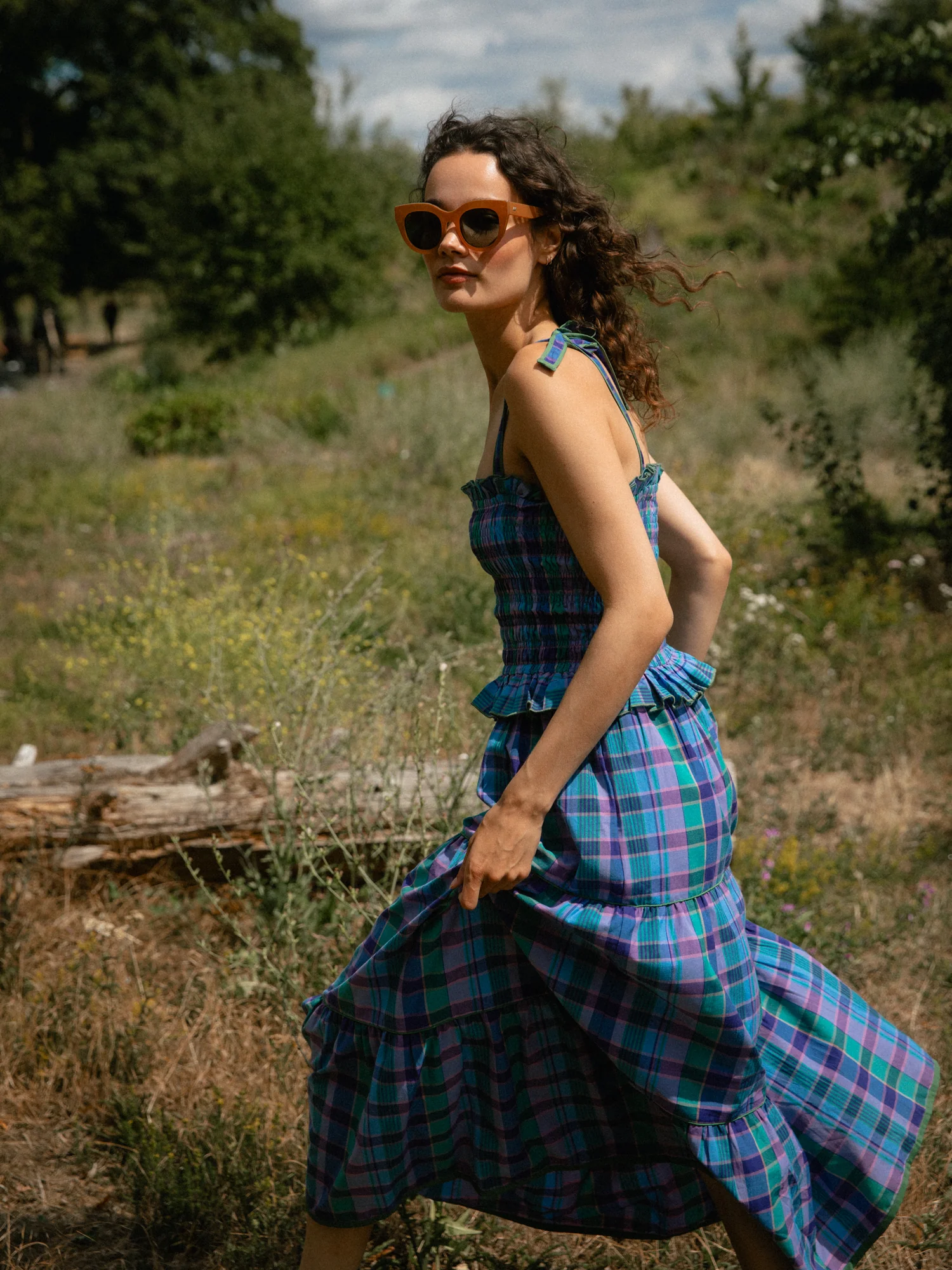 Fiesta Dress in Peacock Check - Image 8