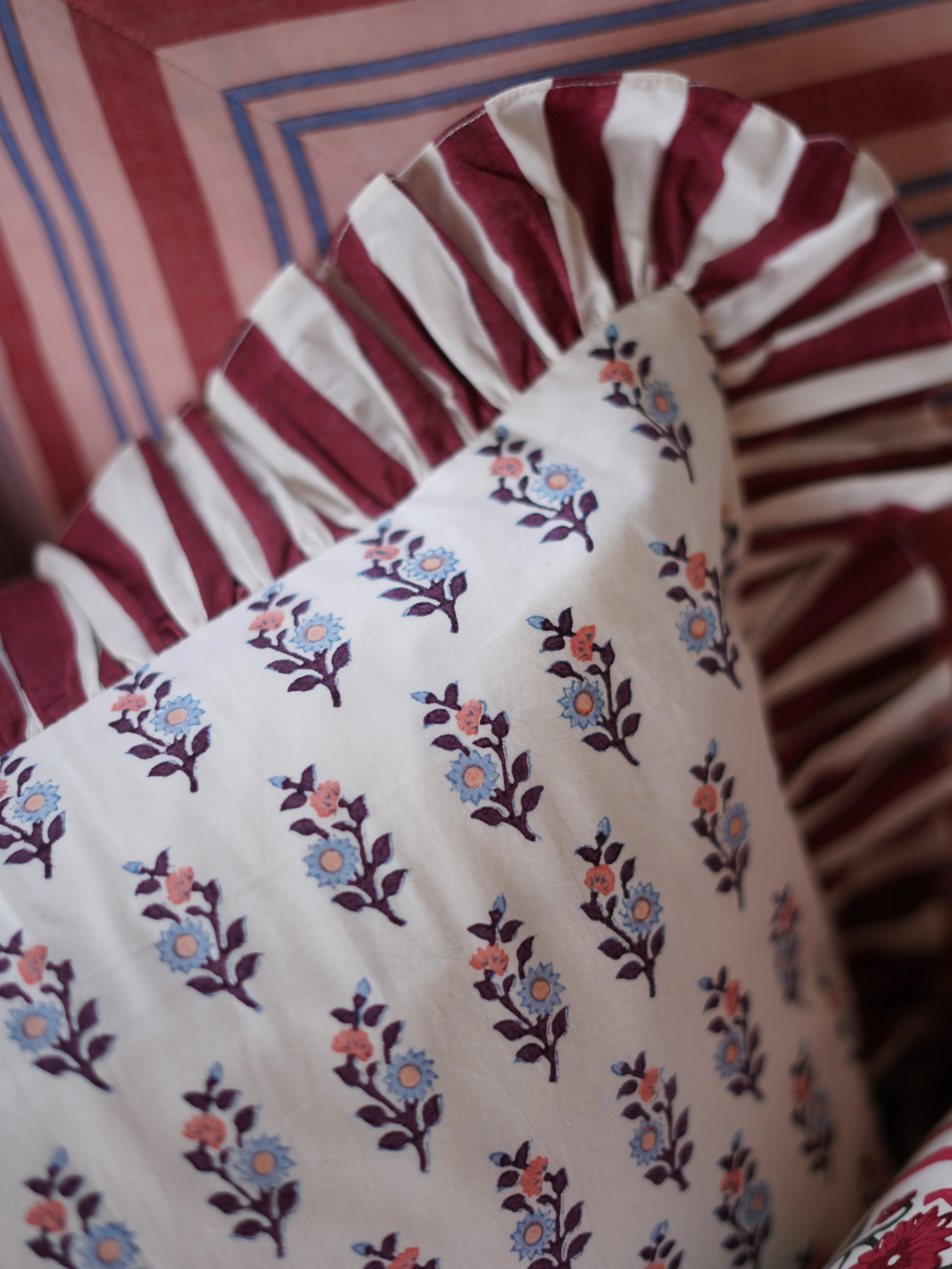 Frilled Cushion Cover, Twilight Sunflower 60 x 35cm - Image 2