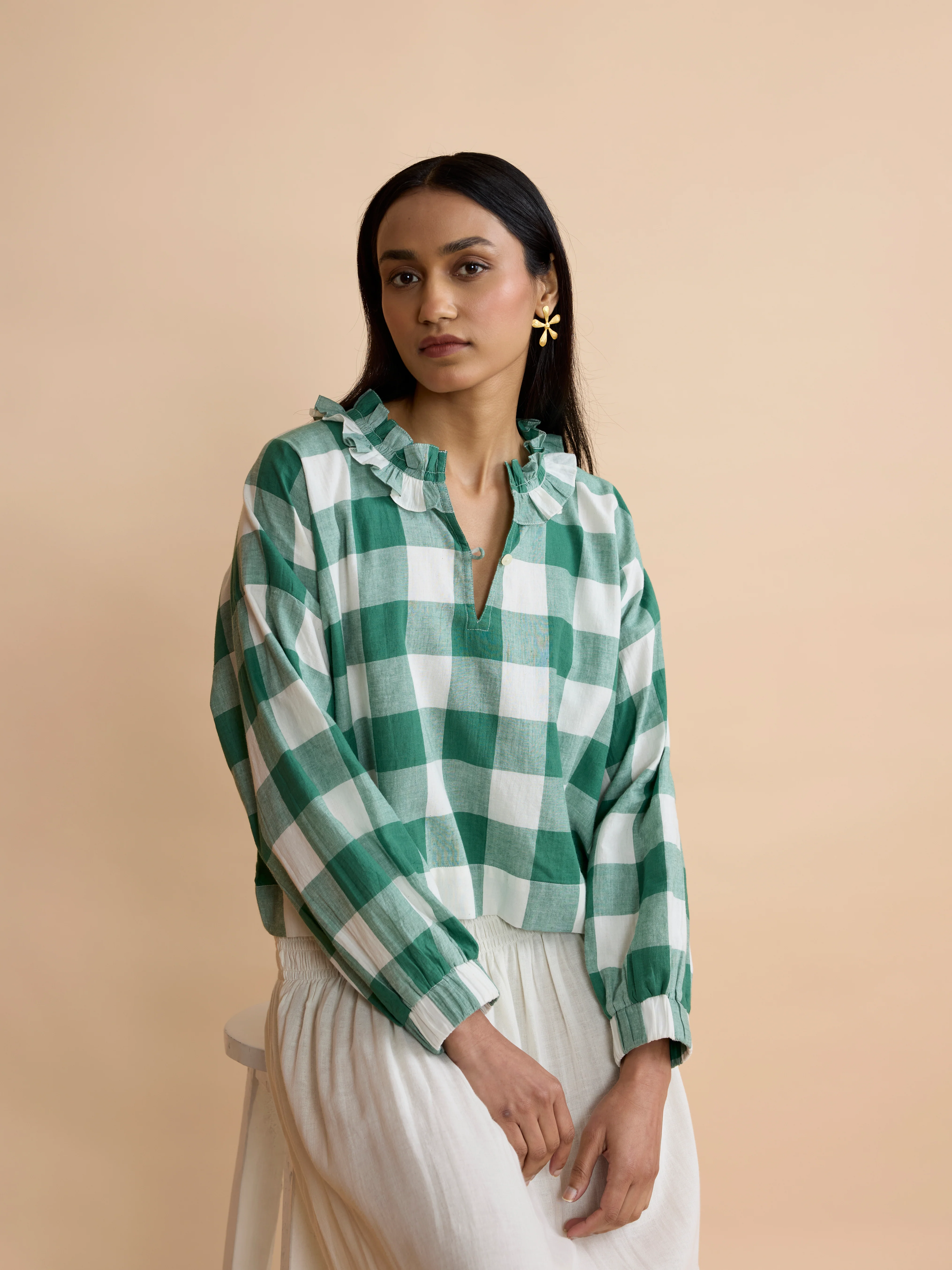 Gabby Top in Green Check - Image 5