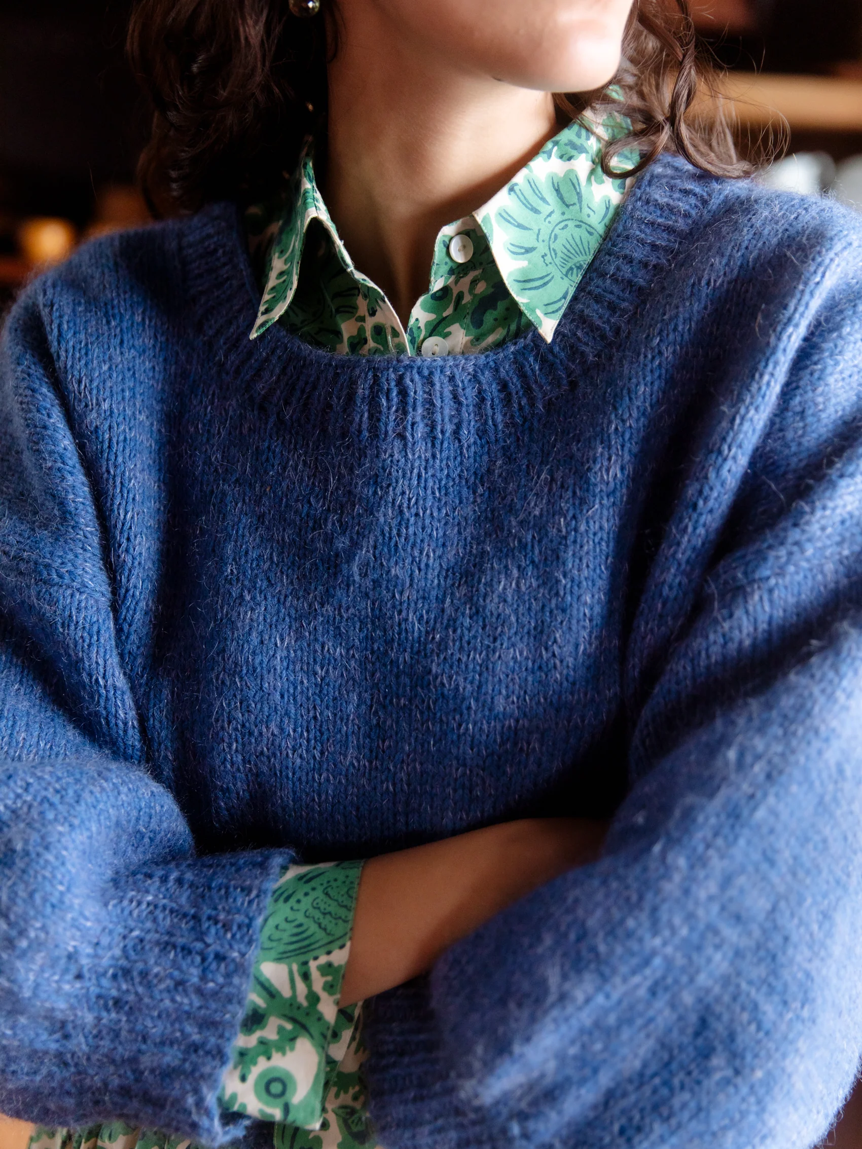 Hand-knitted boxy jumper, lapis - Image 6