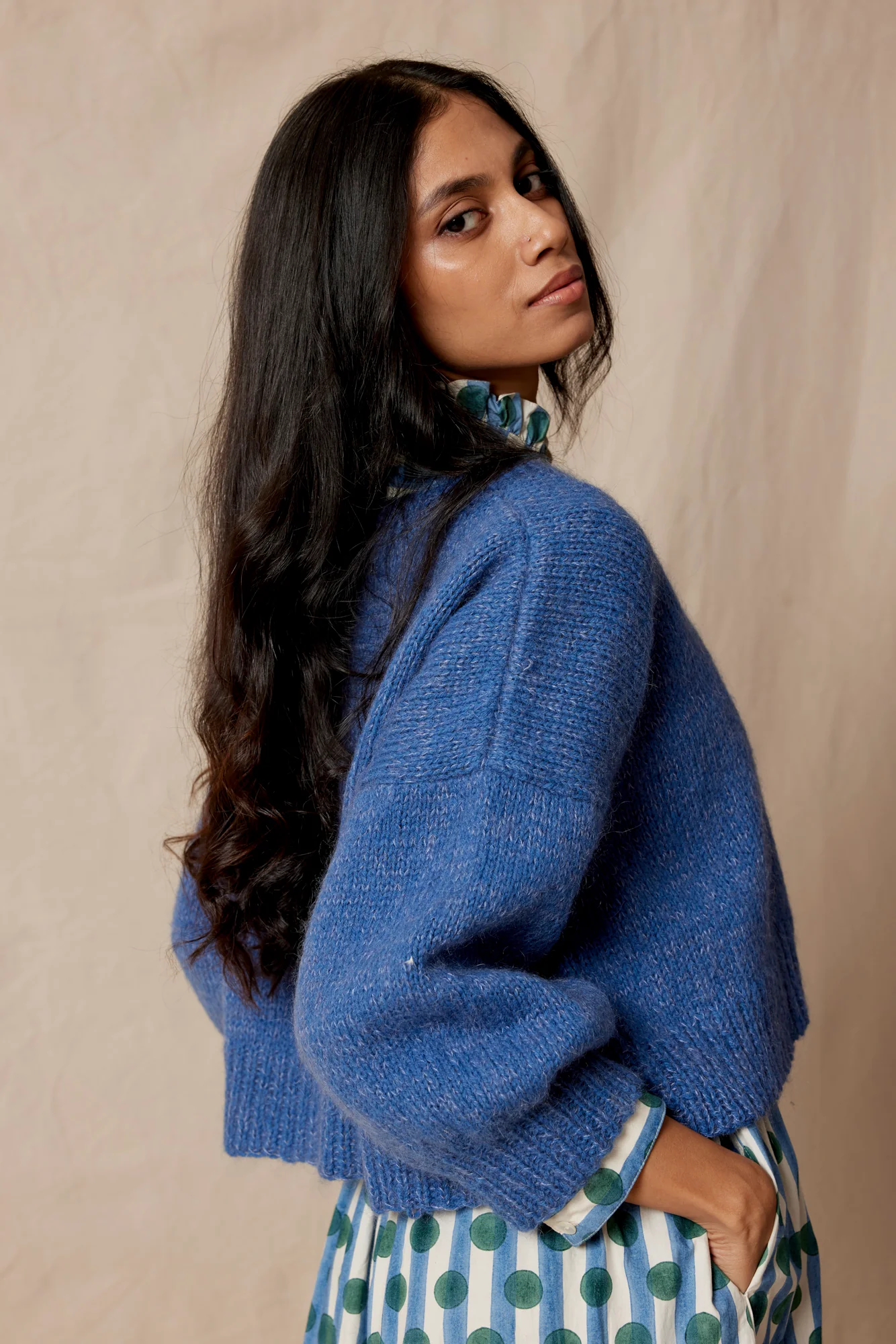 Hand-knitted boxy jumper, lapis - Image 7