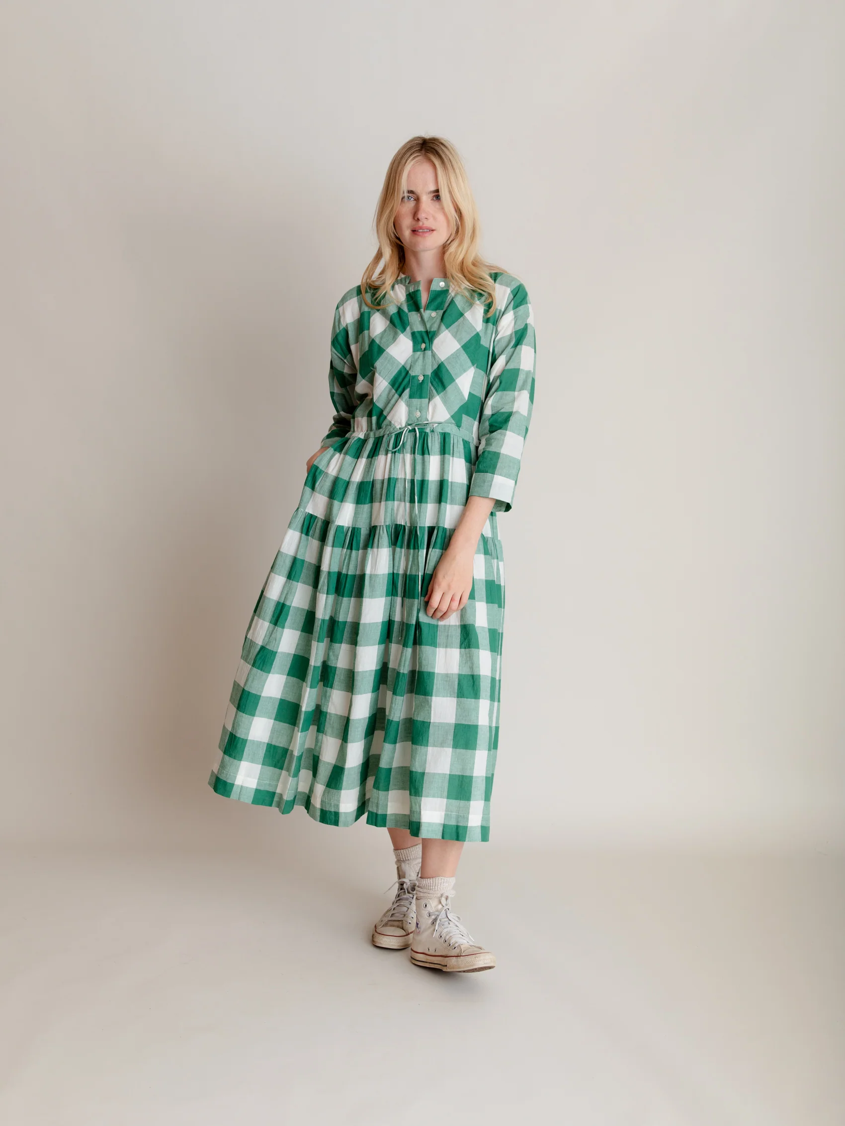 Inca Dress in Green Check - Image 3