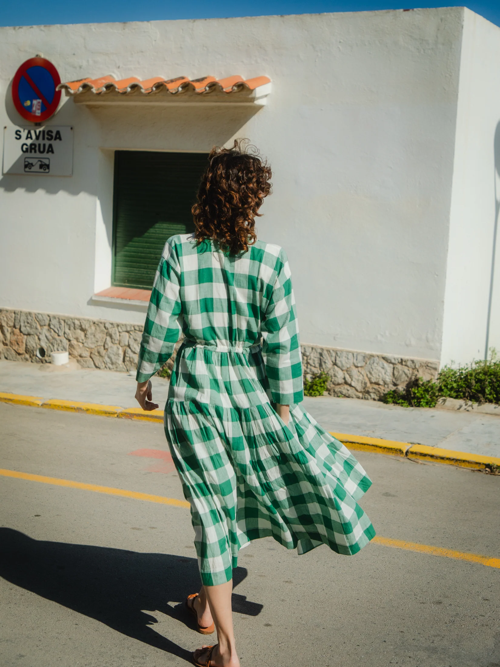 Inca Dress in Green Check - Image 4