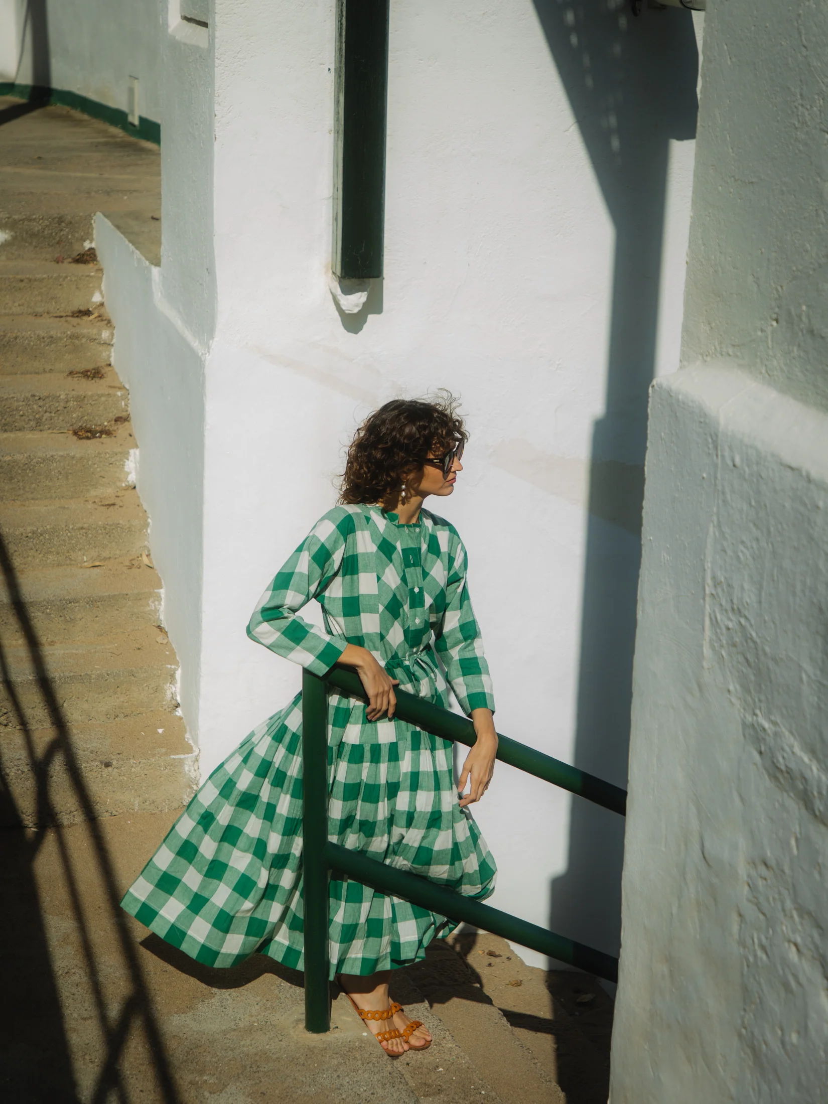 Inca Dress in Green Check - Image 6