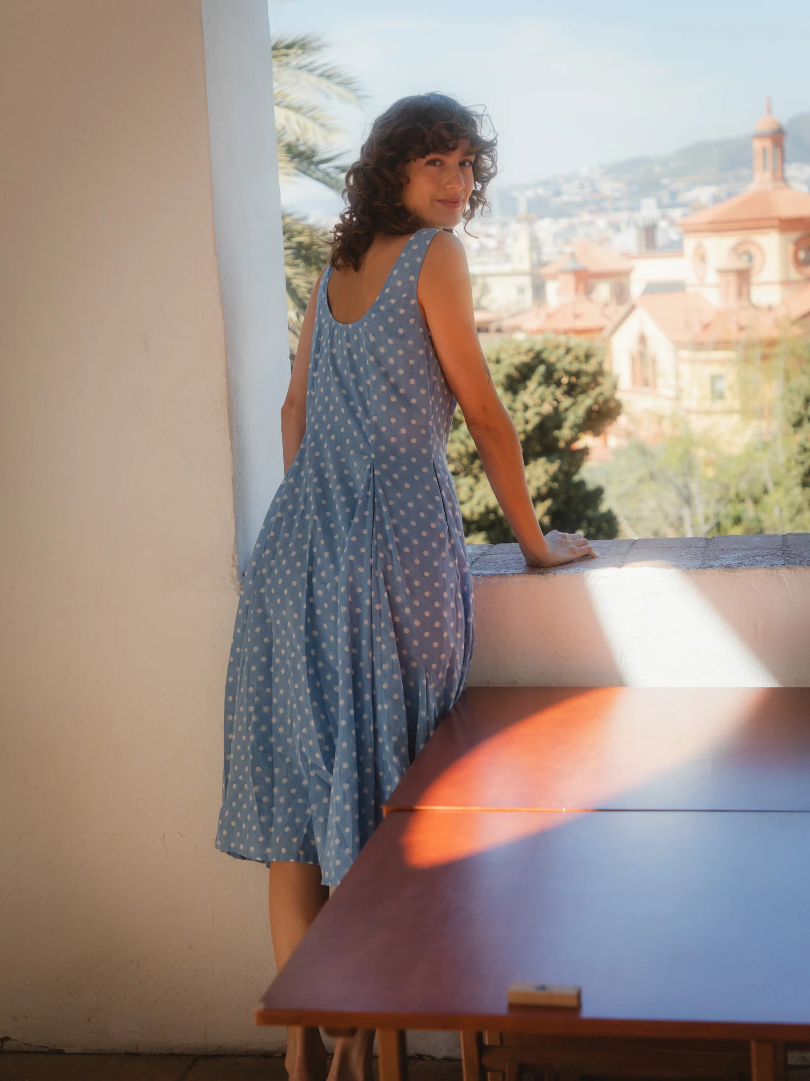 Ines Dress in French Blue Polka - Image 3