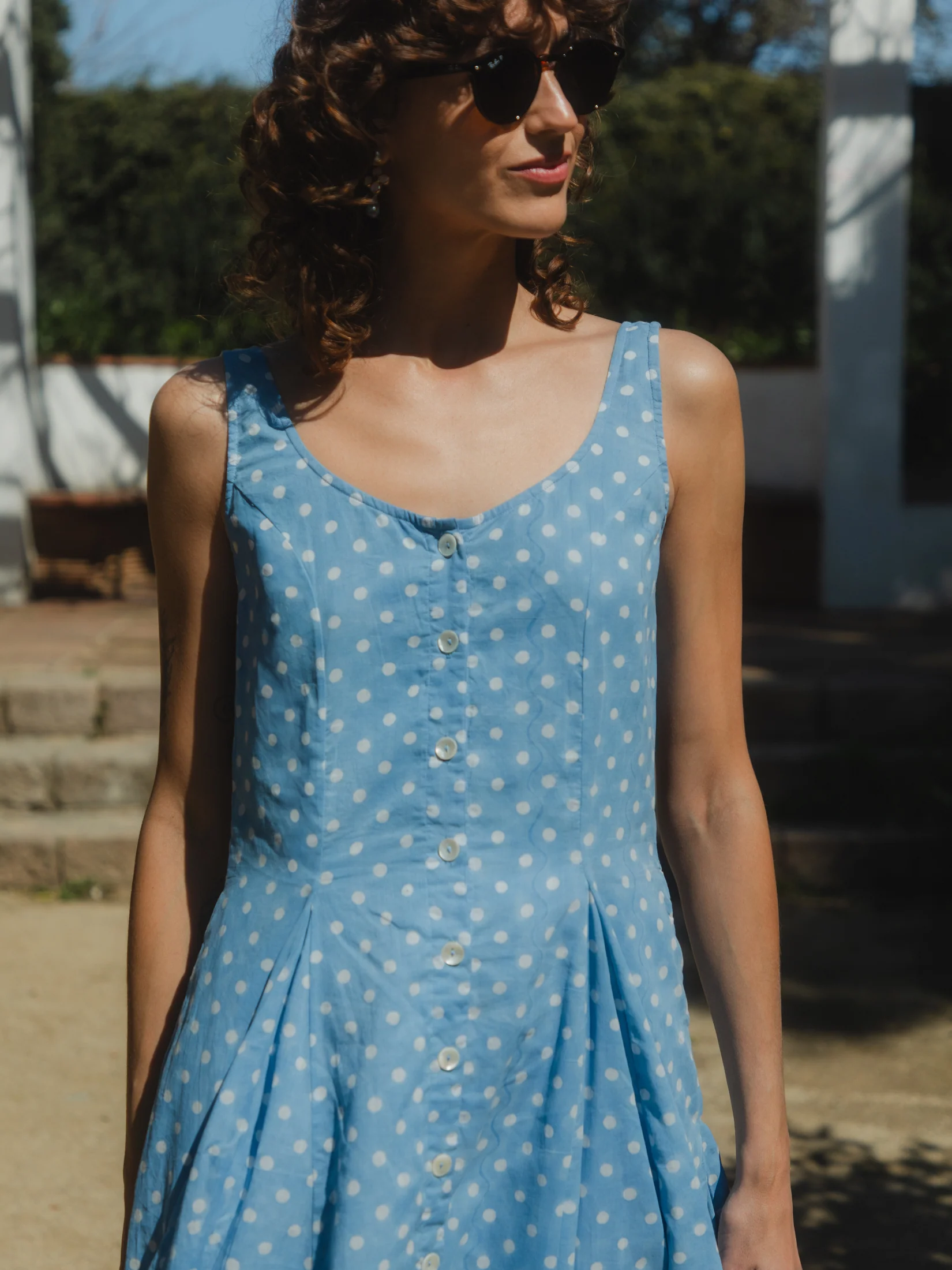Ines Dress in French Blue Polka - Image 4