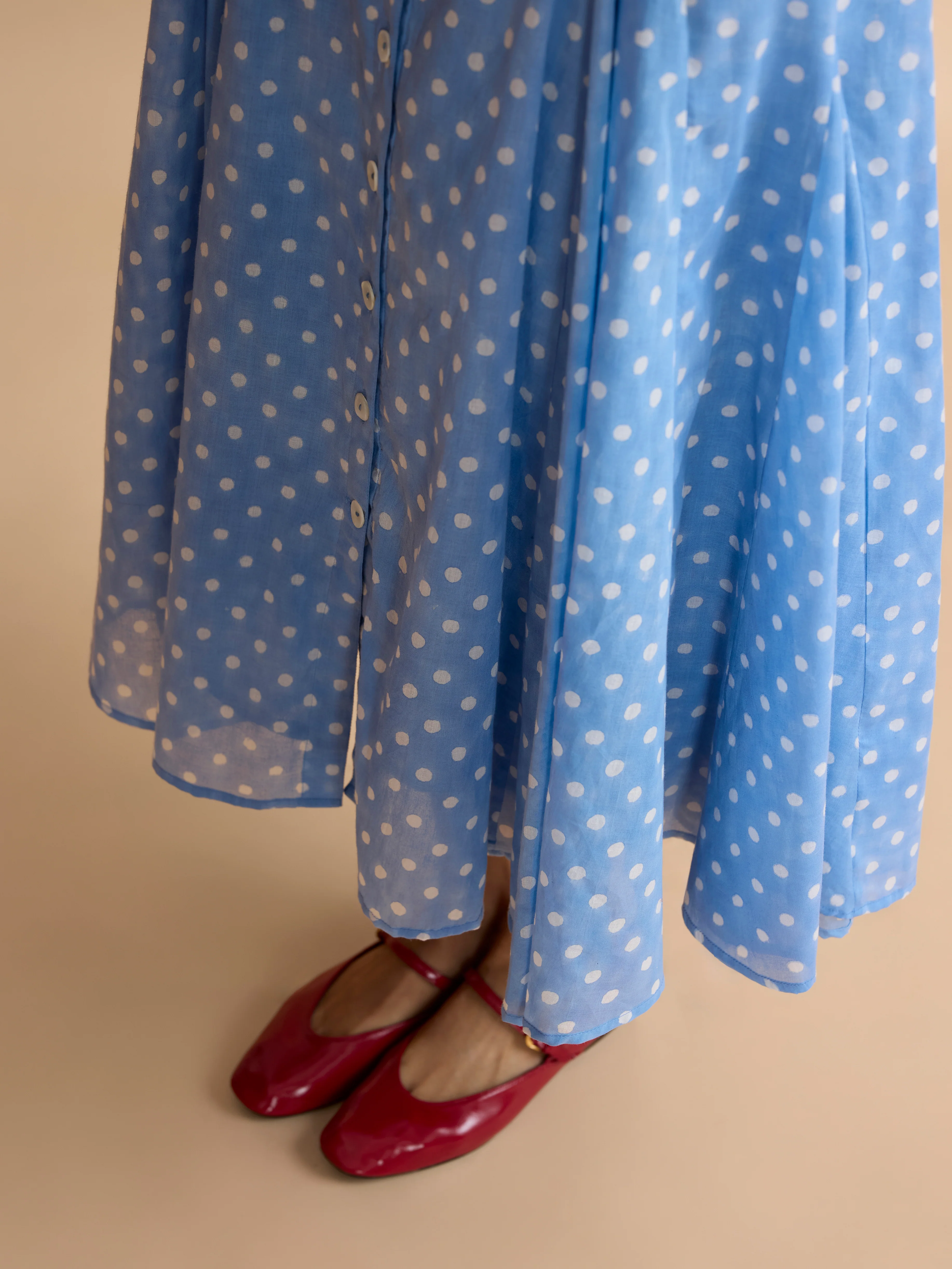 Ines Dress in French Blue Polka - Image 5