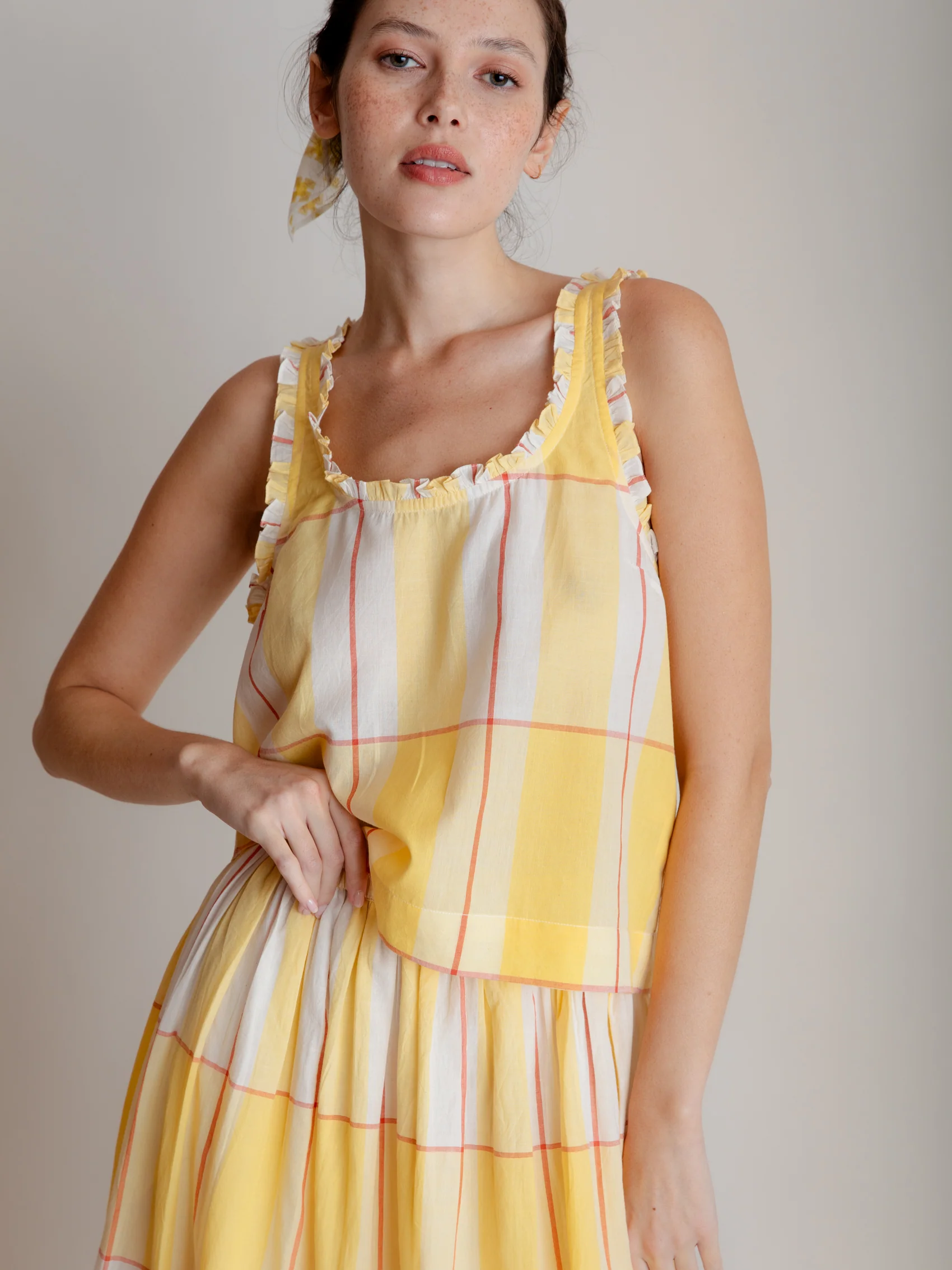 Larkin Top in Honey Check - Image 3