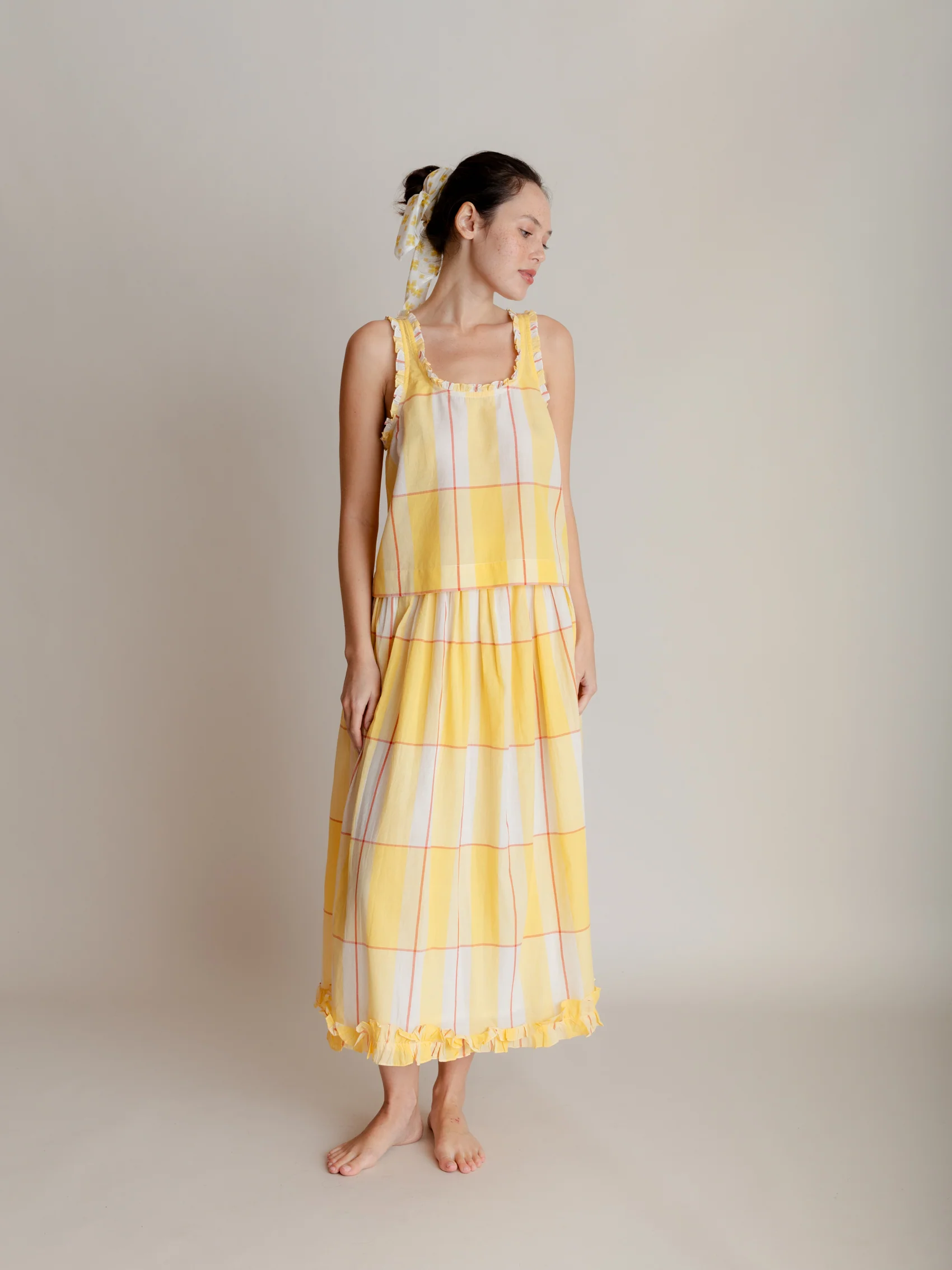 Larkin Top in Honey Check - Image 5
