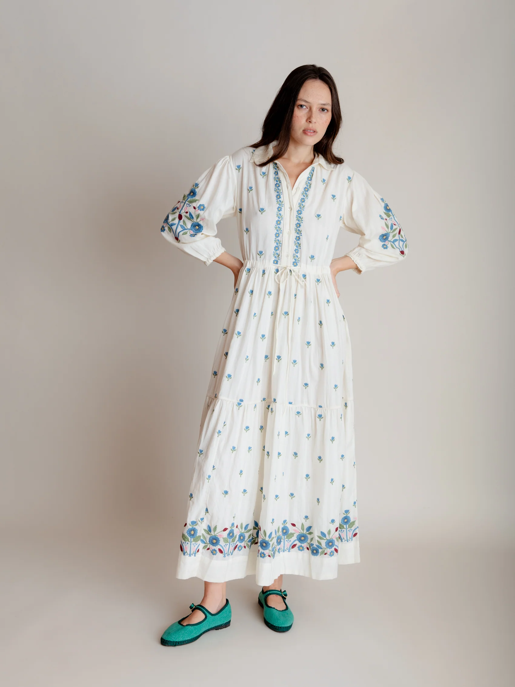 Lina Dress in Aegean Embroidery - Image 4