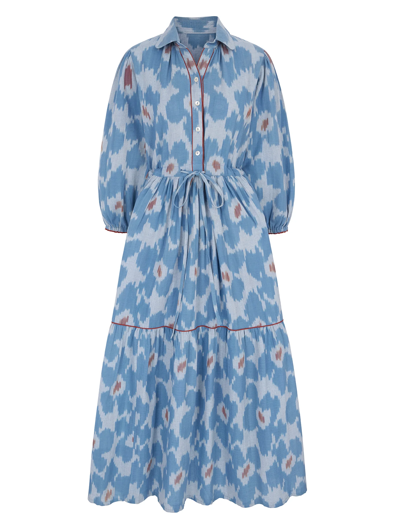 Lina Dress in Blue Ikat Flower - Image 7