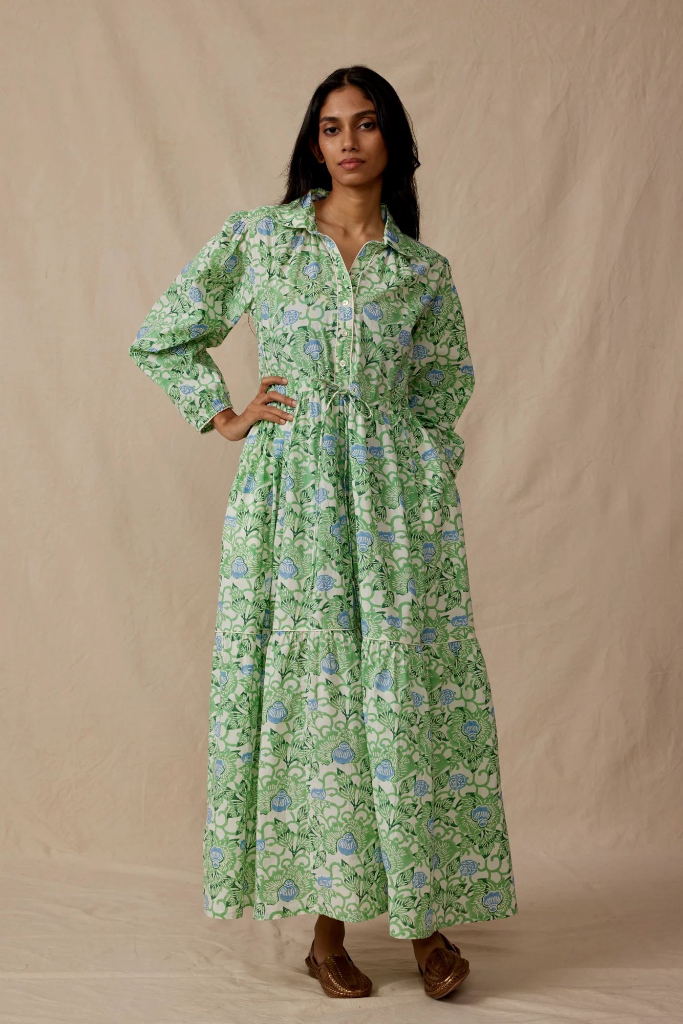 Lina Dress in Emerald Kimono - Image 3