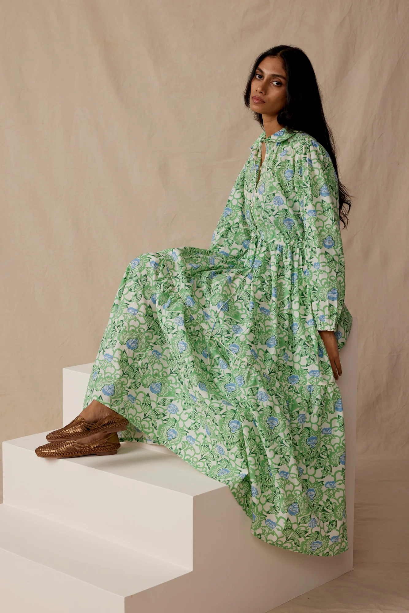 Lina Dress in Emerald Kimono - Image 4