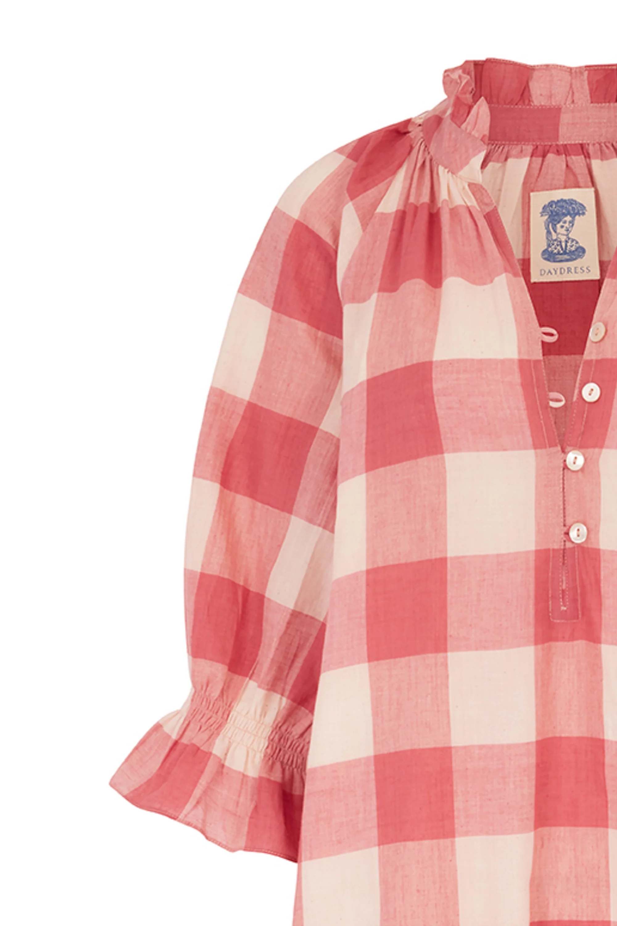 Long-Sleeved Nightie in Pink Handloom Check - Image 3