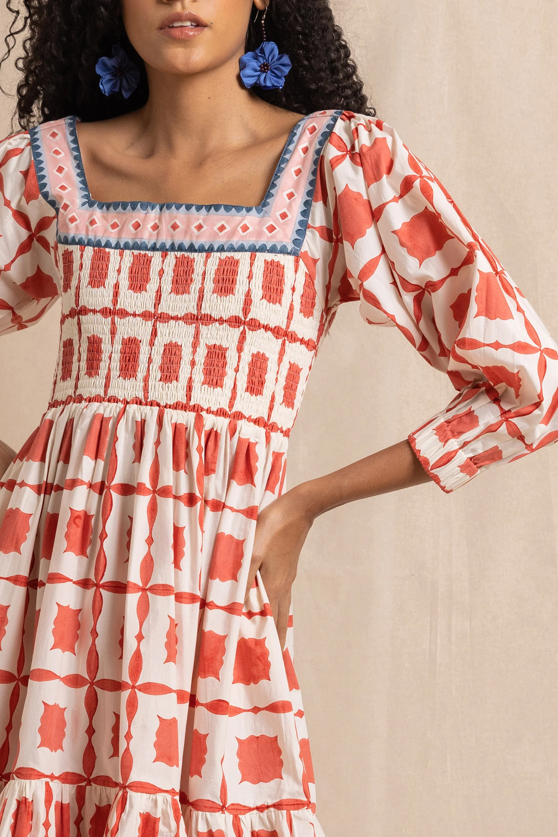 Mathilde Dress in Coral Lisboa - Image 3
