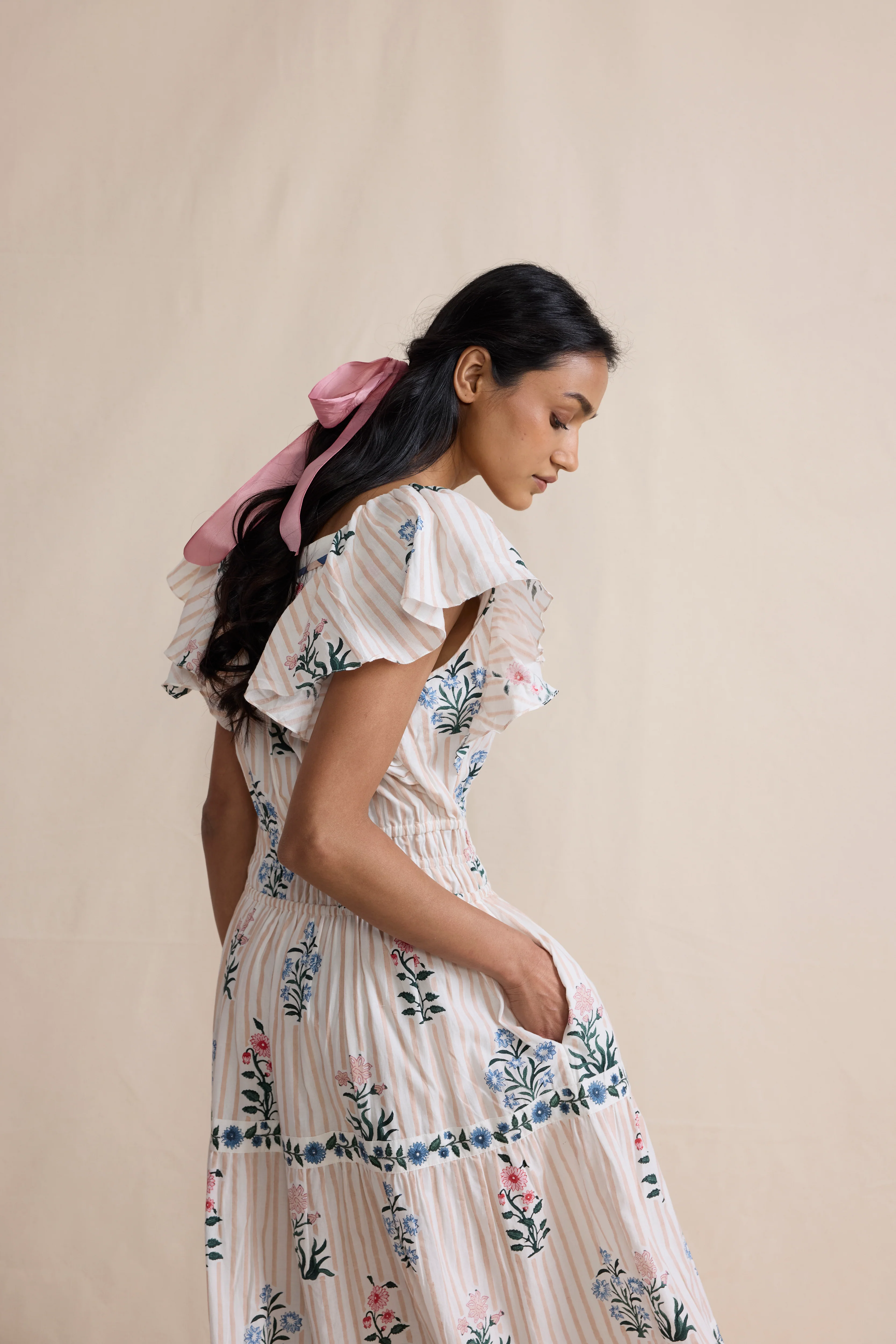 Olivia Dress Blush in Jodhpur Stripe - Image 2