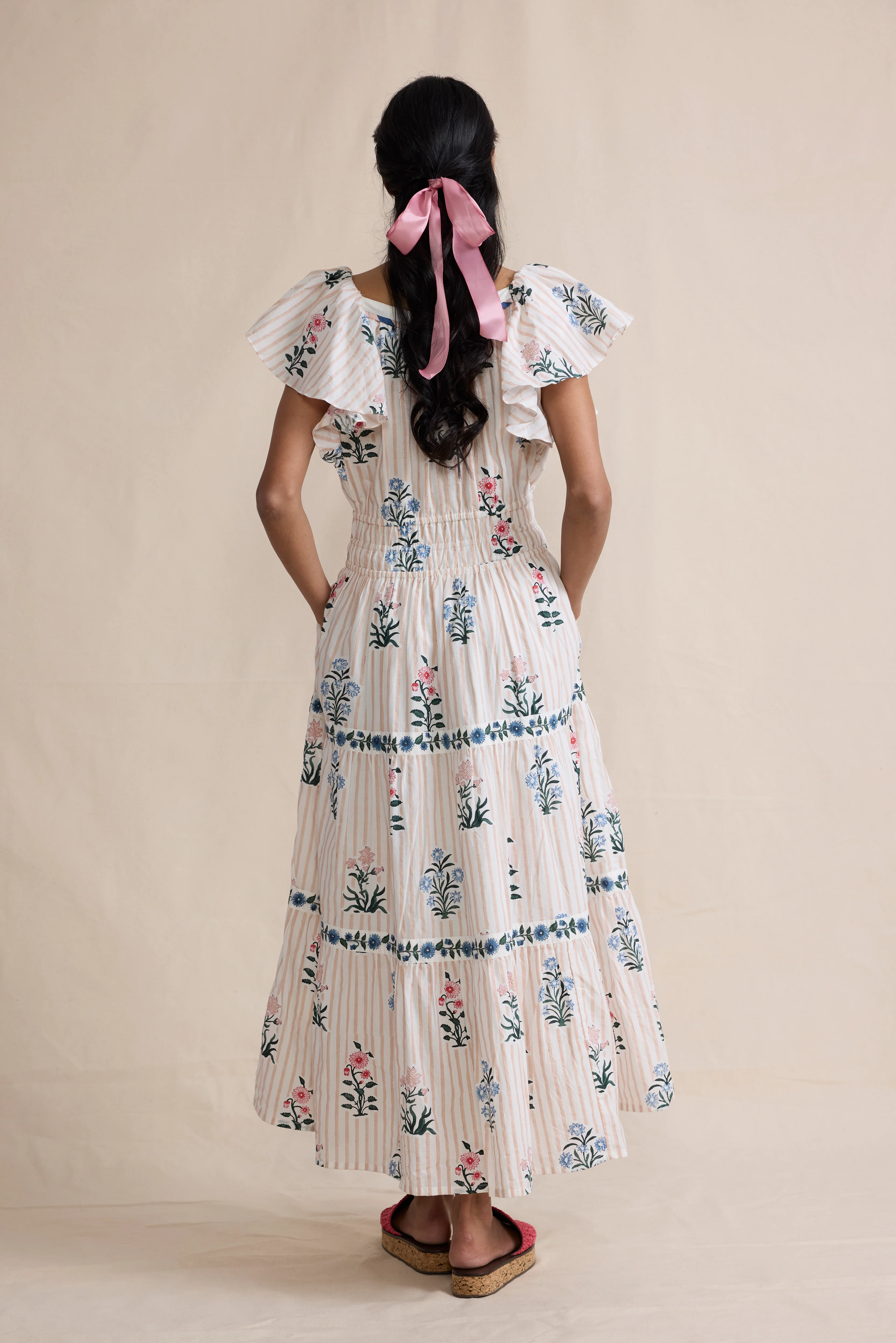 Olivia Dress Blush in Jodhpur Stripe - Image 3