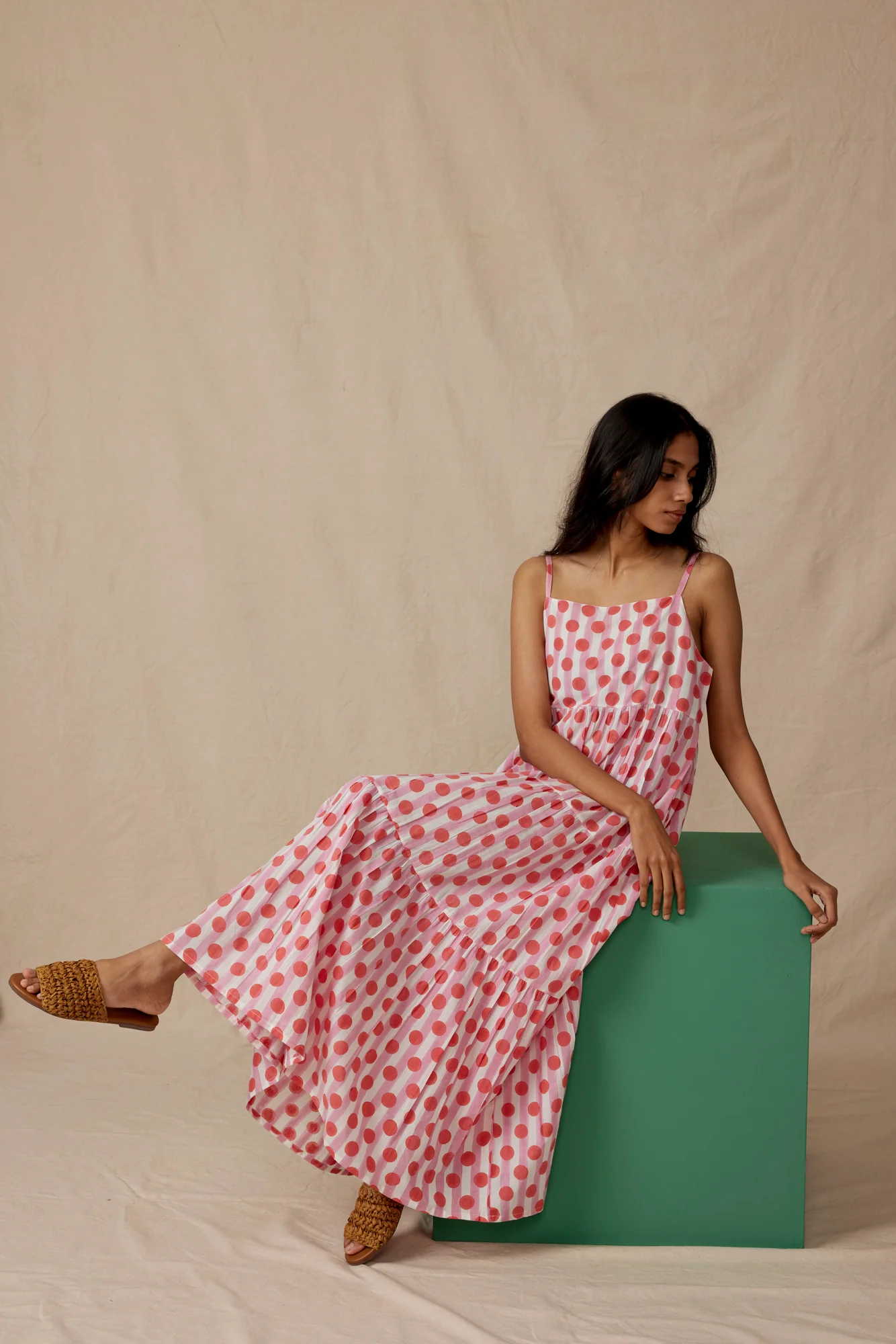 Oslo Dress in Pink Polka Stripe - Image 3