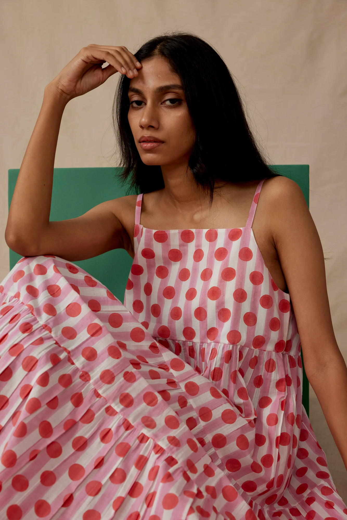 Oslo Dress in Pink Polka Stripe - Image 4