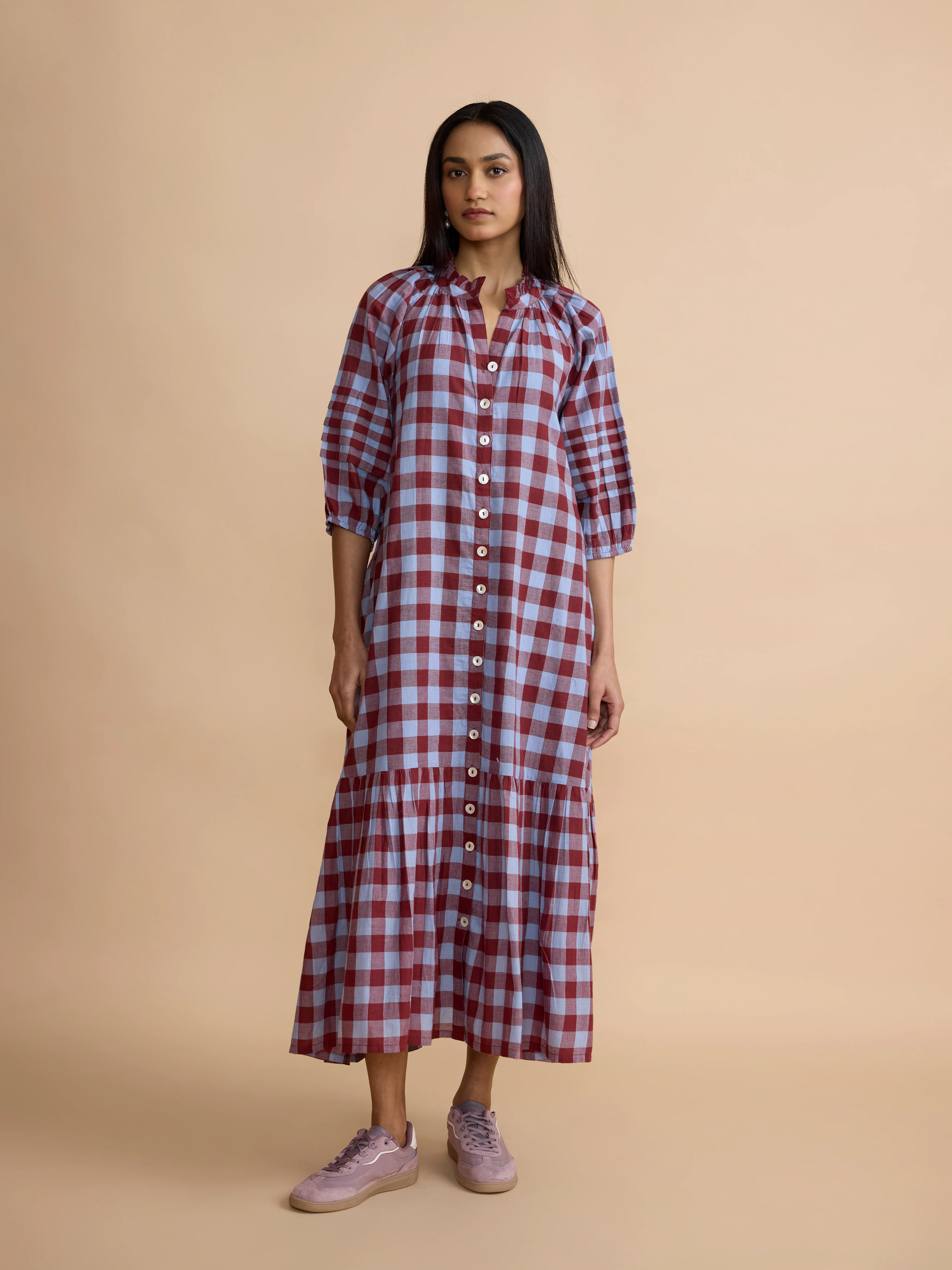 Palermo Dress in Bluebell Check - Image 5