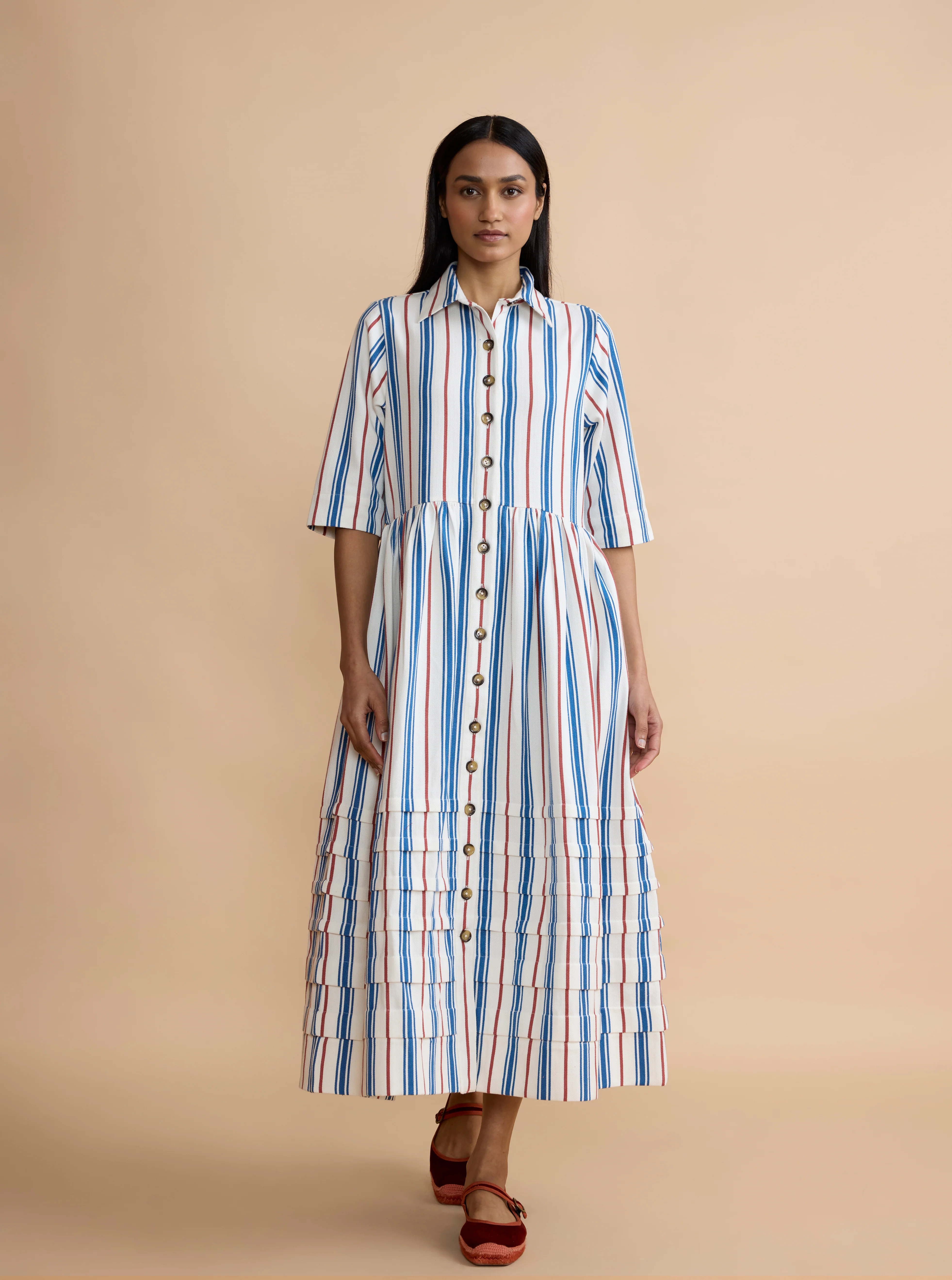 Pascale Dress in Twill Stripe - Image 3