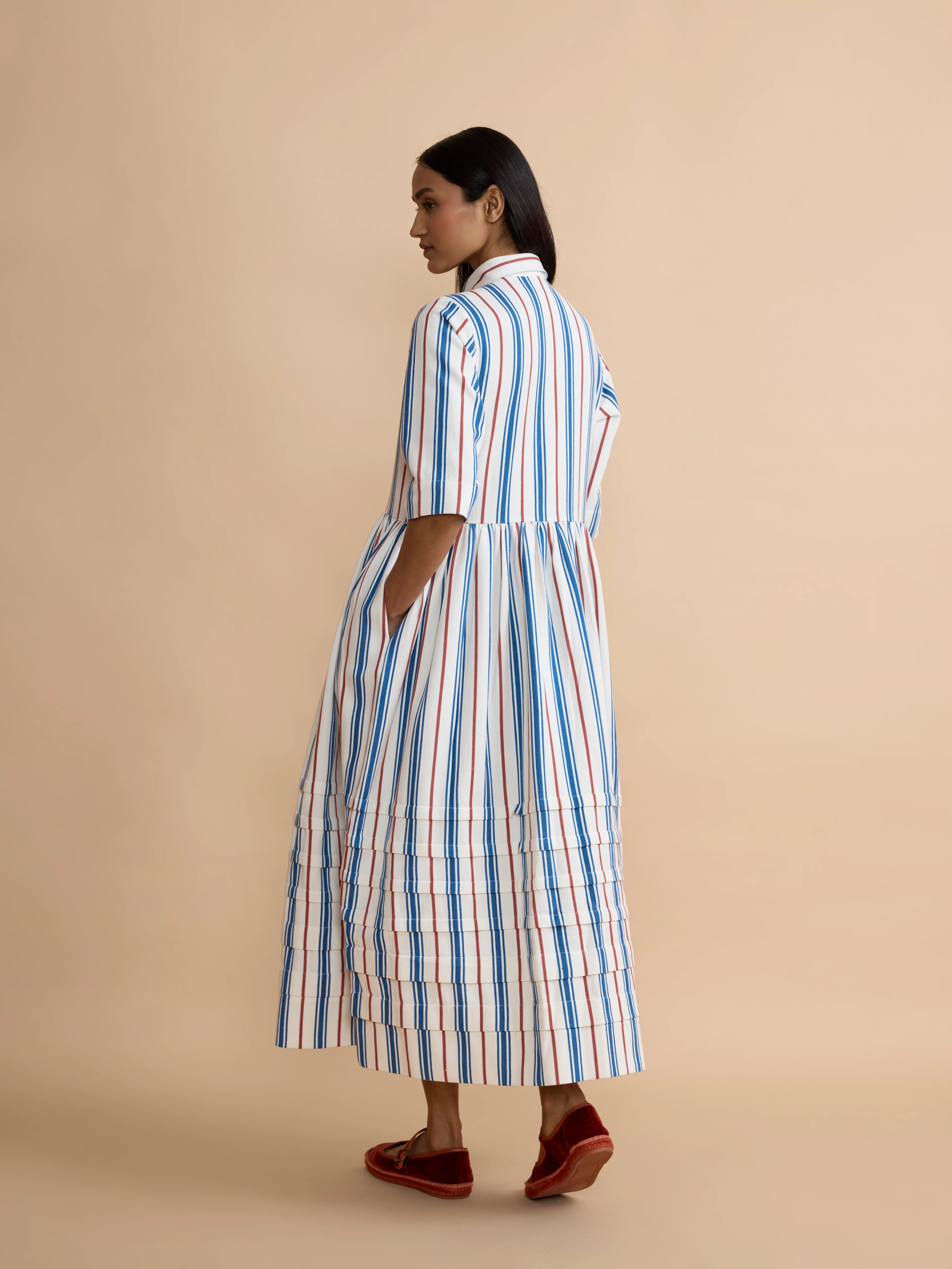 Pascale Dress in Twill Stripe - Image 5