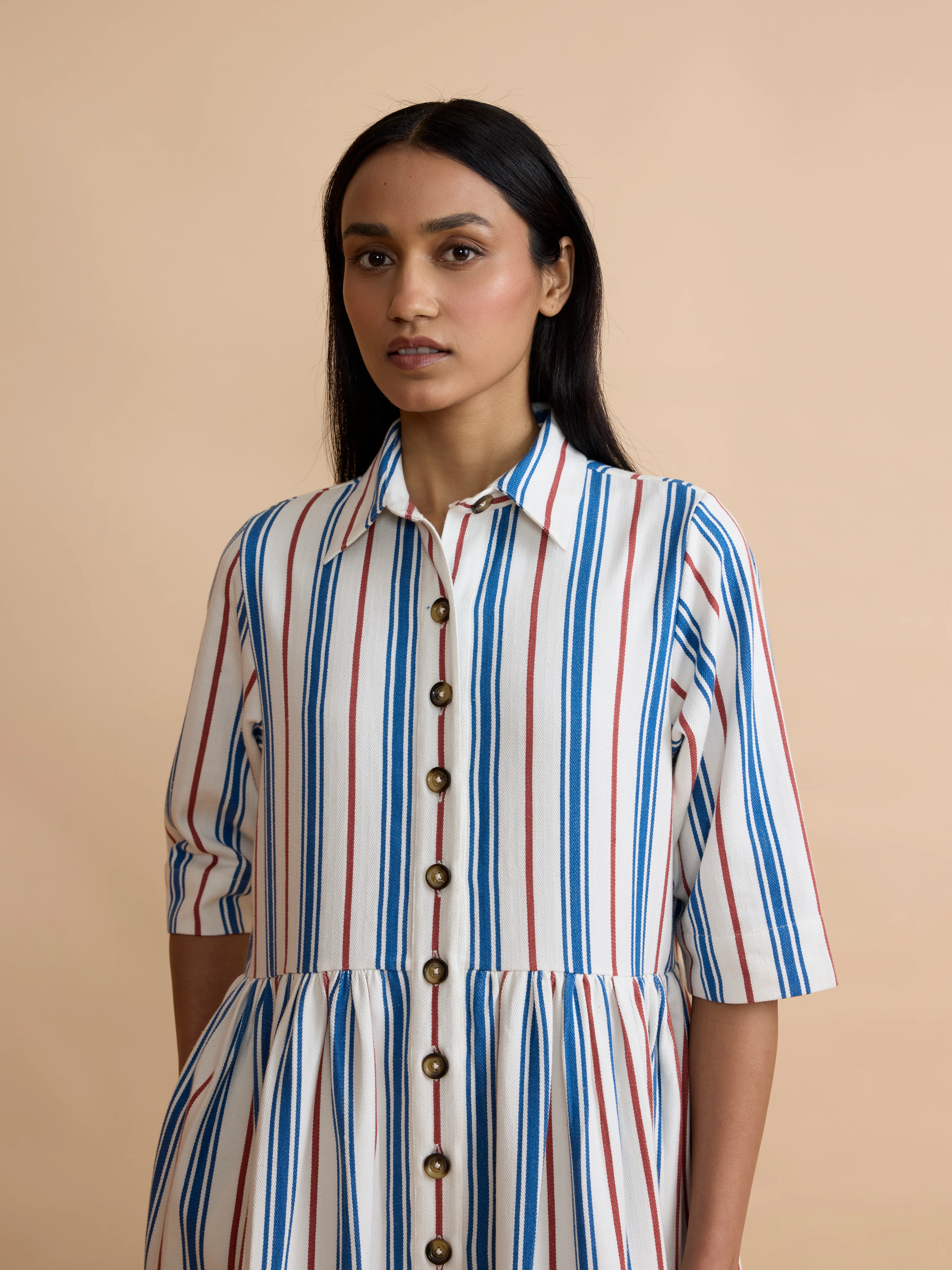 Pascale Dress in Twill Stripe - Image 6