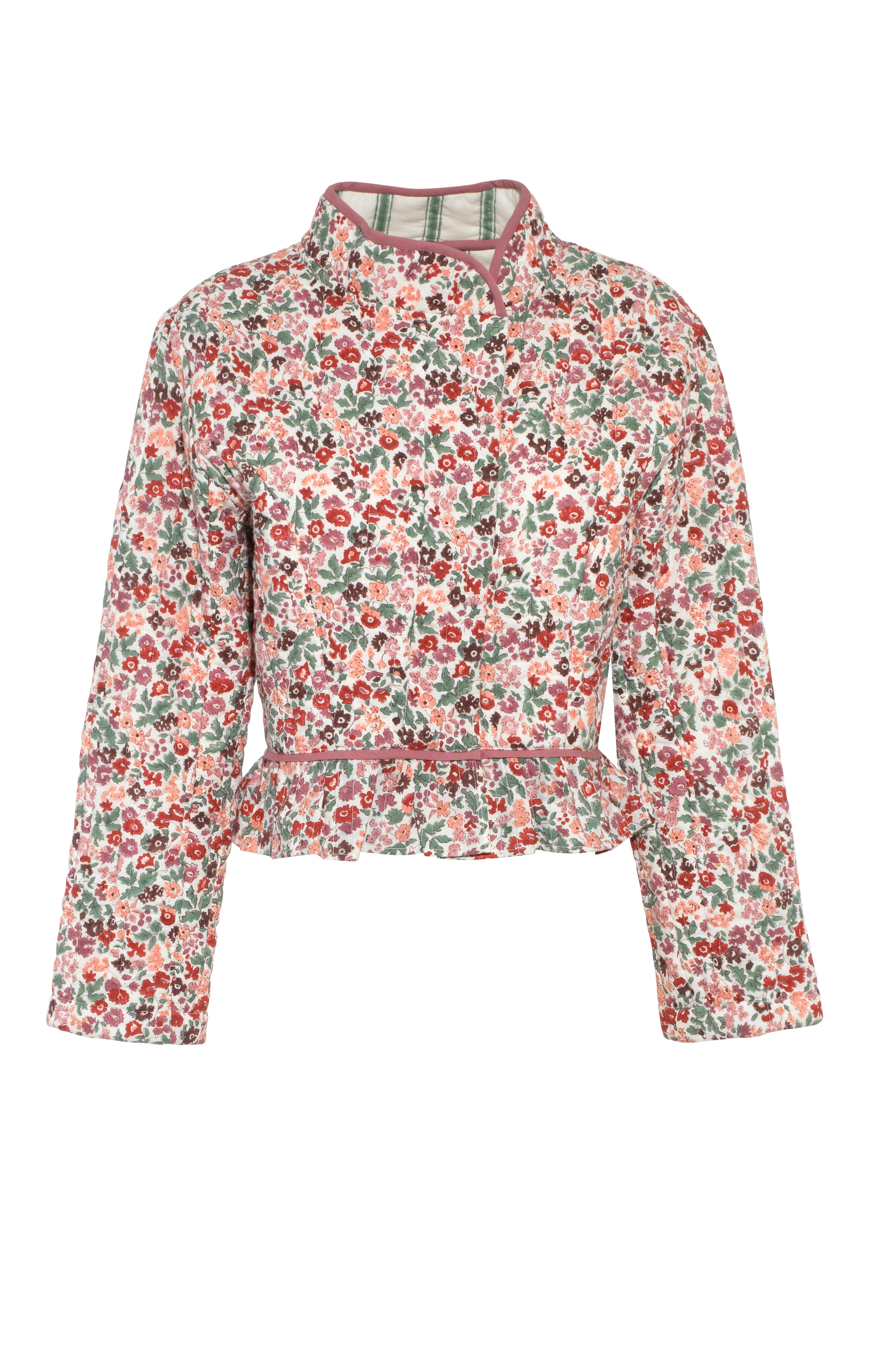 Quilted Biker Jacket in Fleures Berry - Image 5
