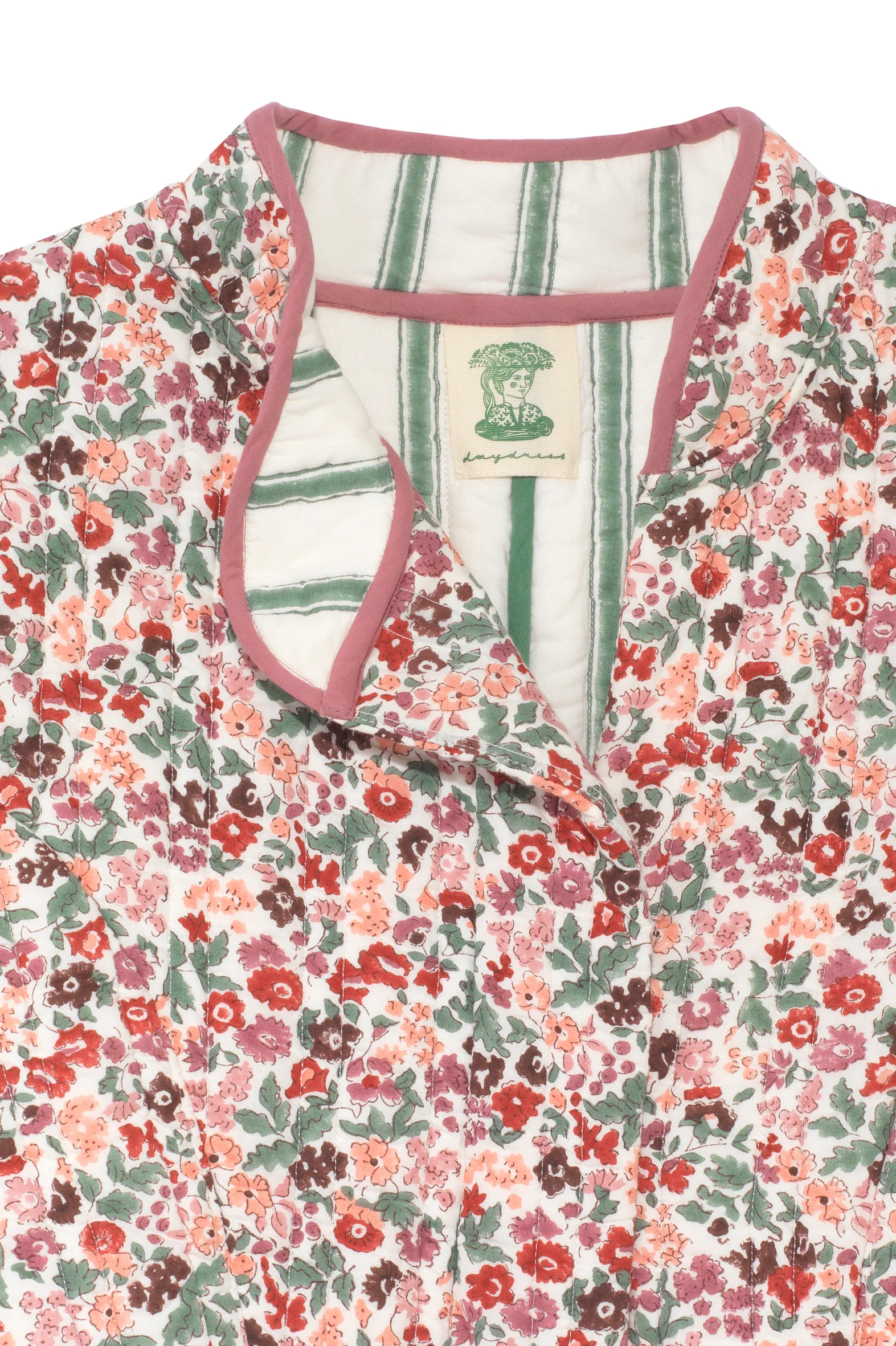 Quilted Biker Jacket in Fleures Berry - Image 7