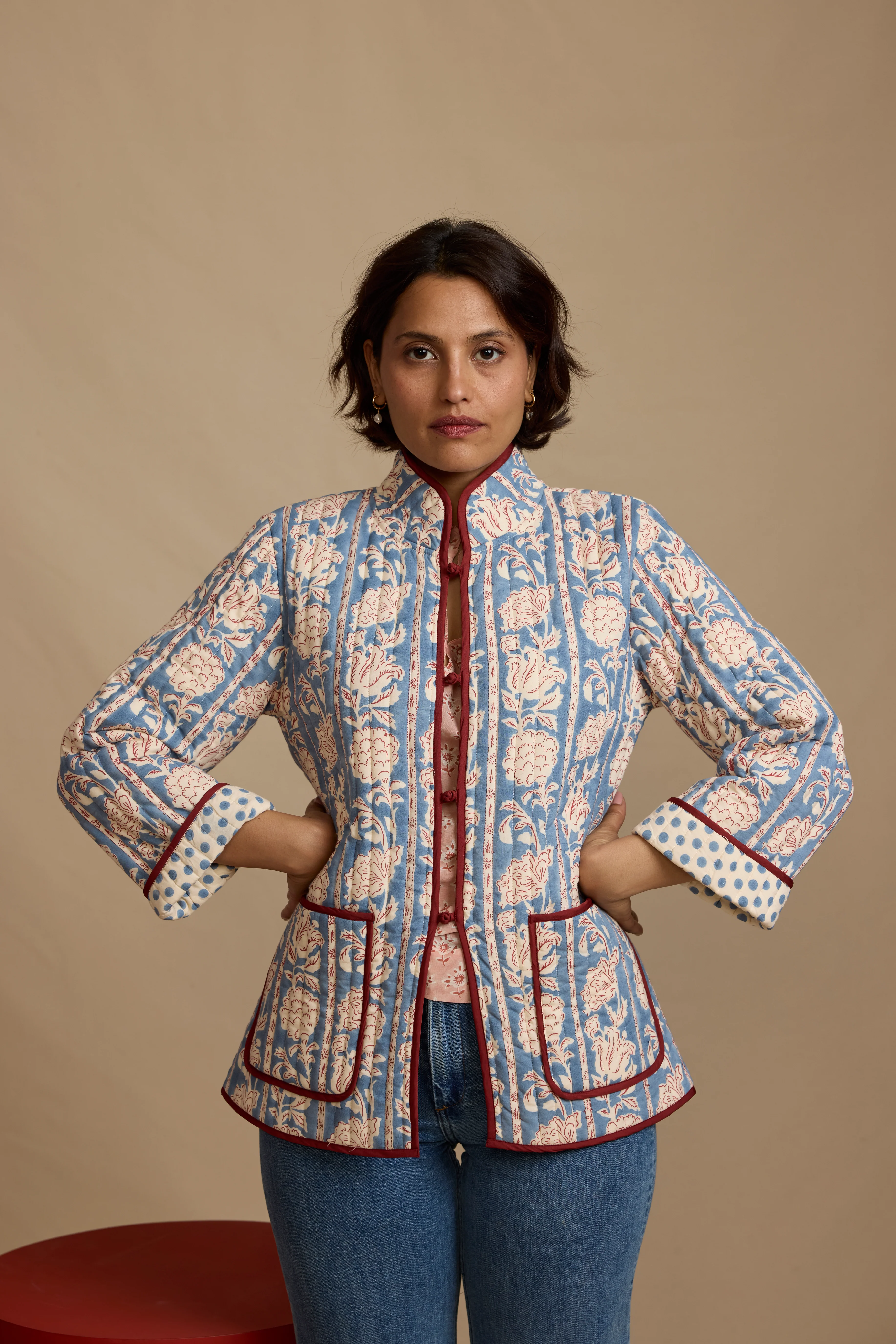 Quilted Jacket in Dawn Boulevard Stripe - Image 3