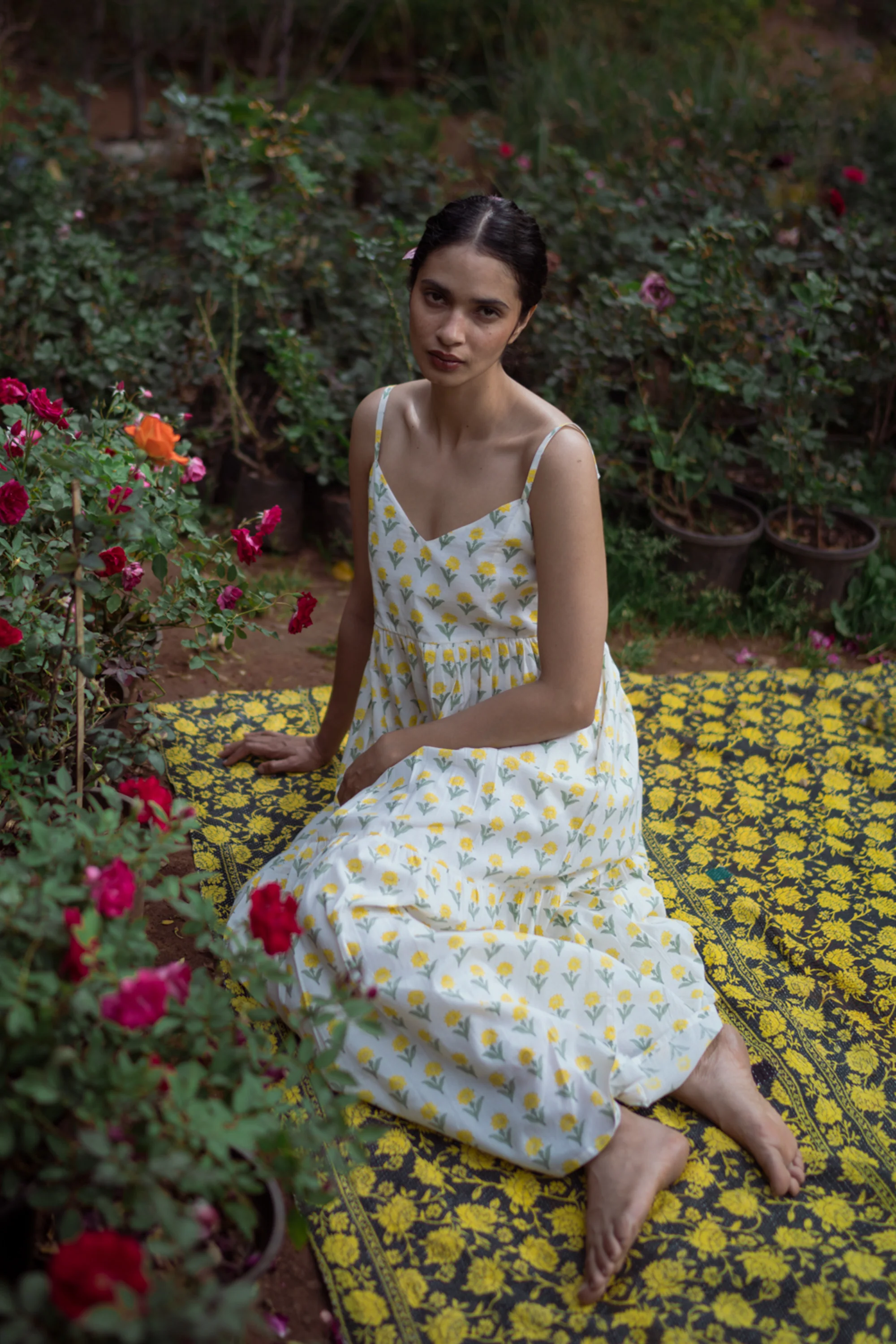 Remi Dress in Yellow Kashmir Flower - Image 5