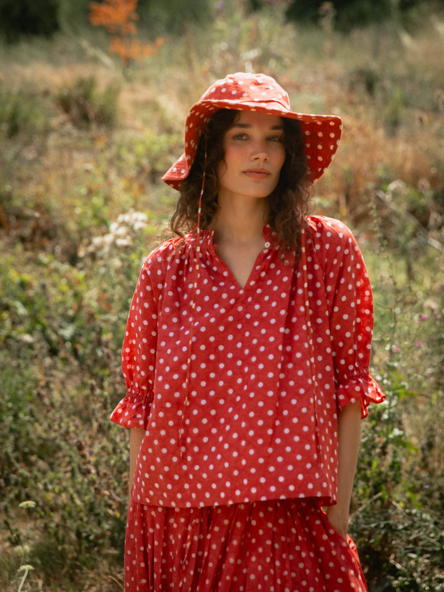 Rennes Top in Ruby Red Polka - Image 4