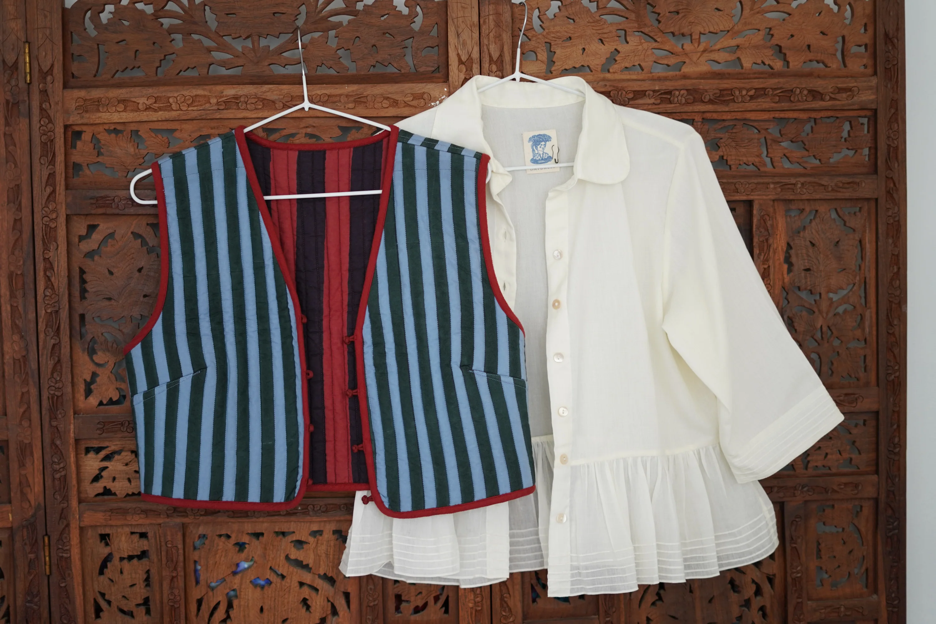 Reversible Pina Waistcoat in Cinder Stripe - Image 3