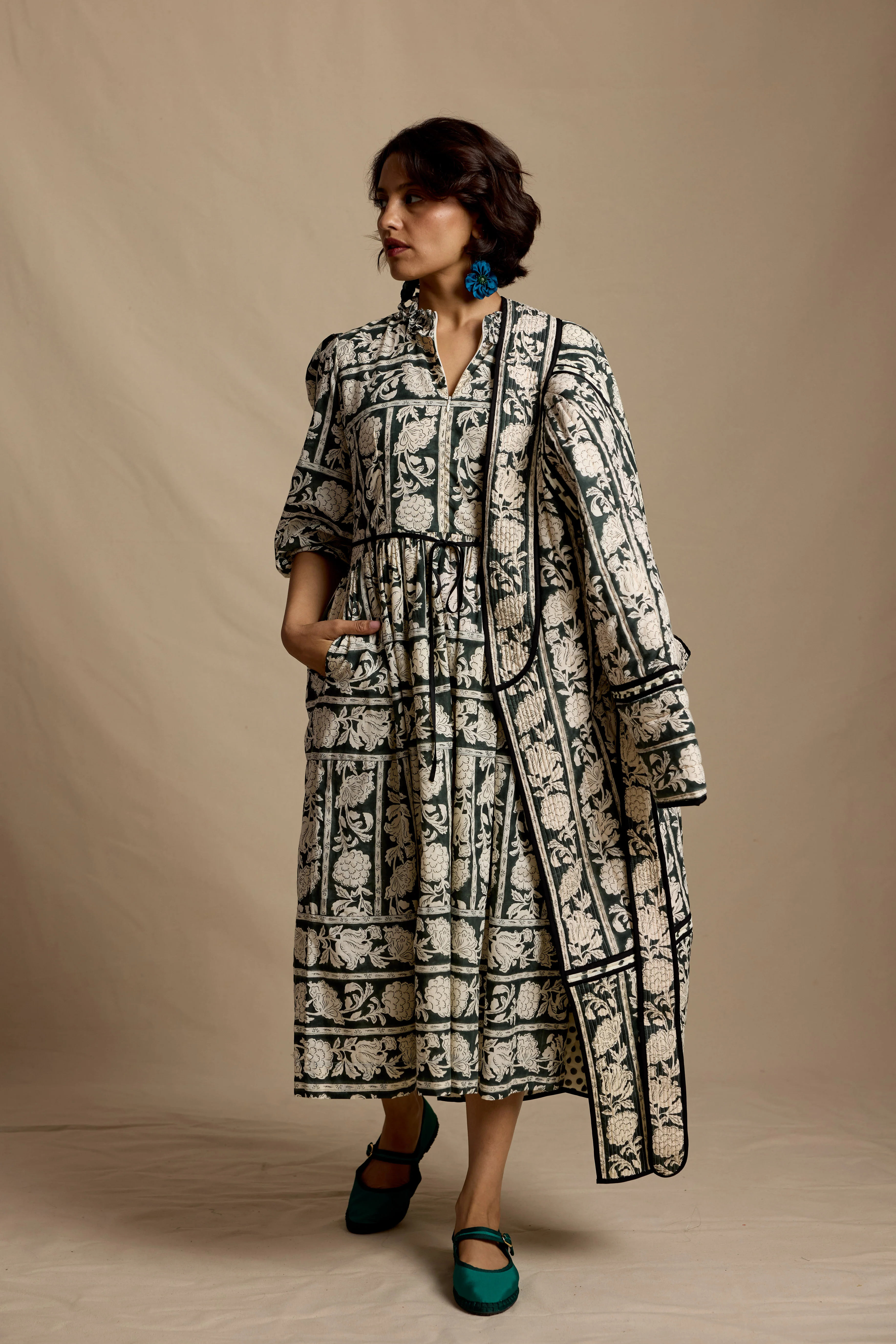 The Cosy Coat in Forest Boulevard Stripe - Image 2