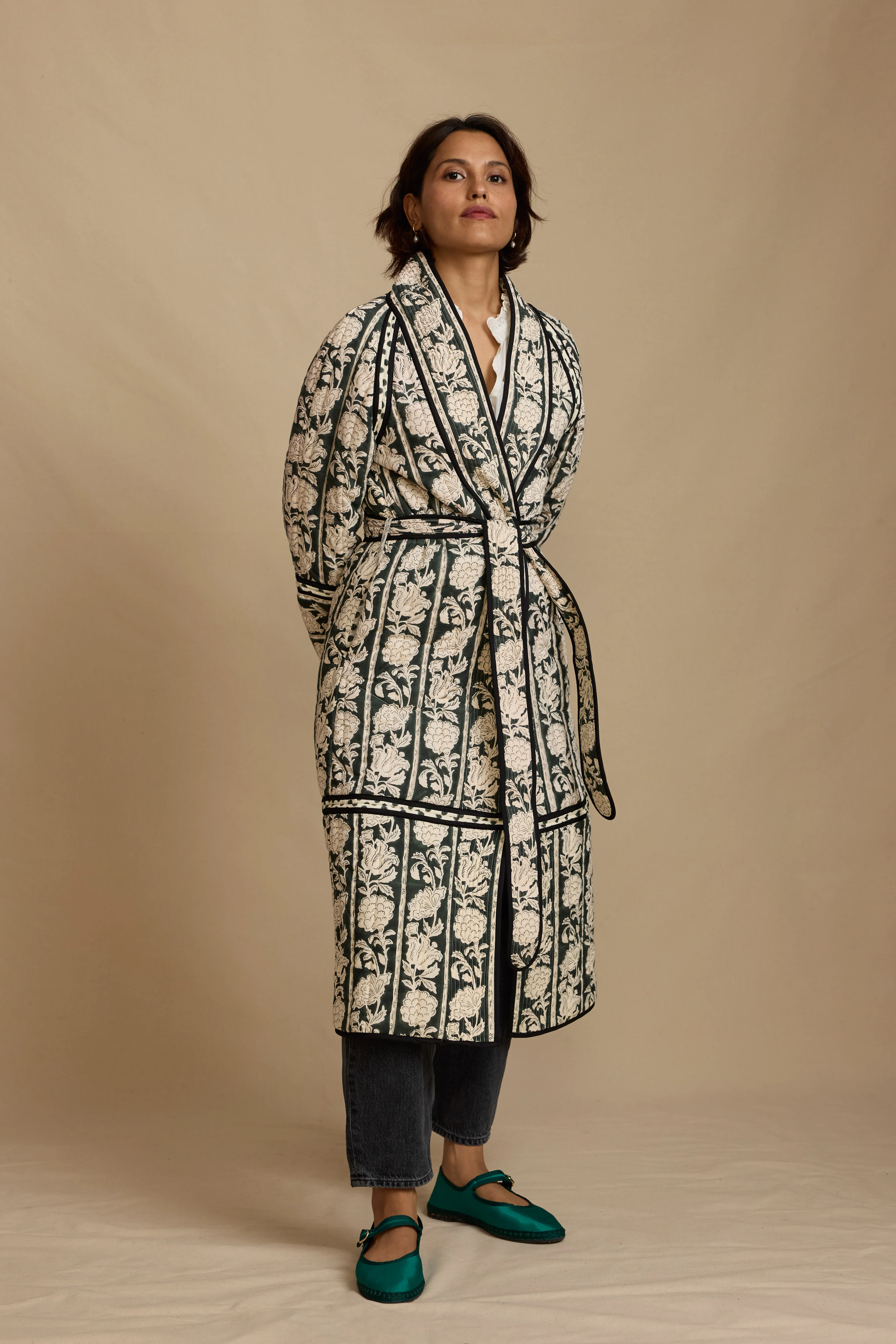 The Cosy Coat in Forest Boulevard Stripe - Image 3