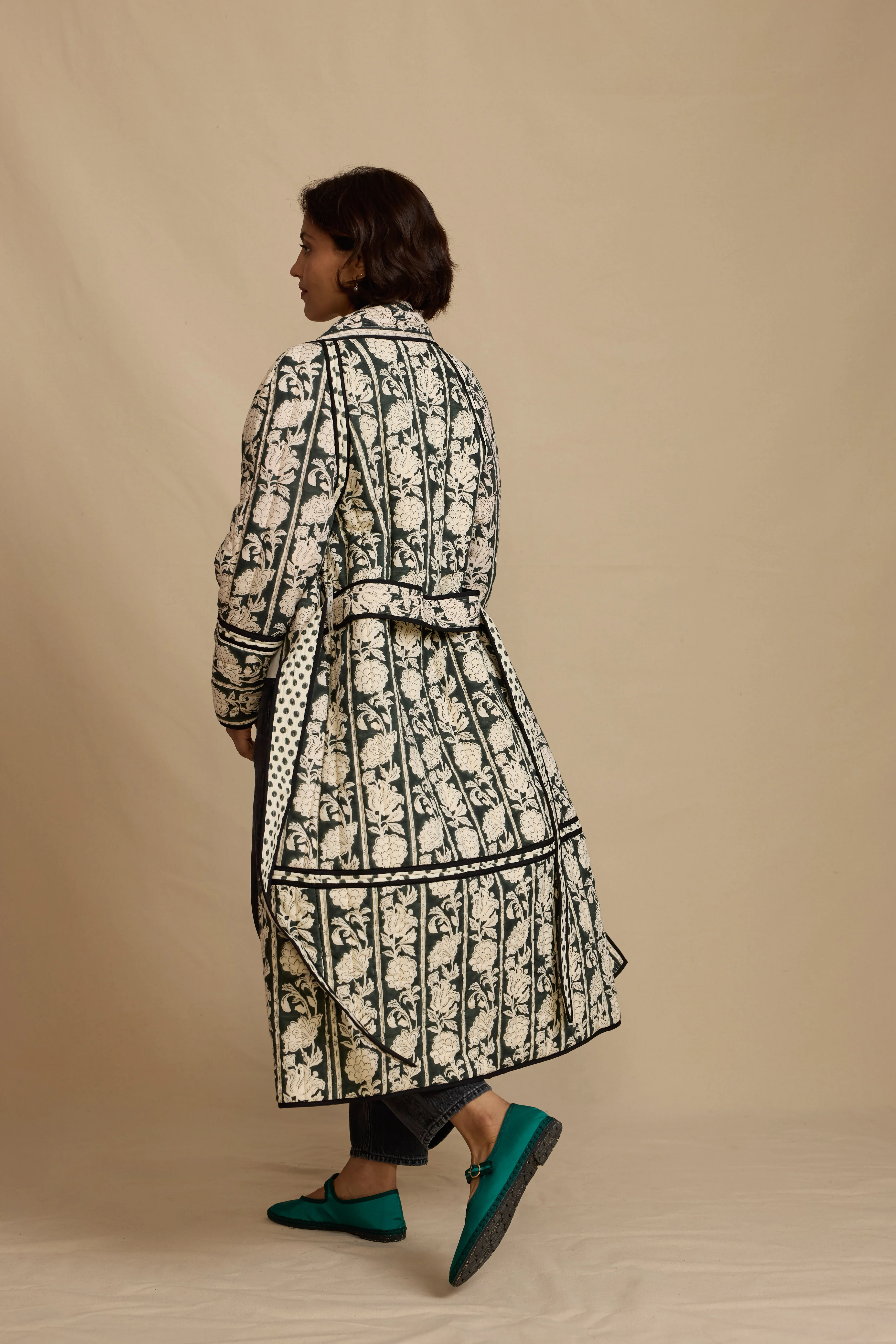 The Cosy Coat in Forest Boulevard Stripe - Image 4