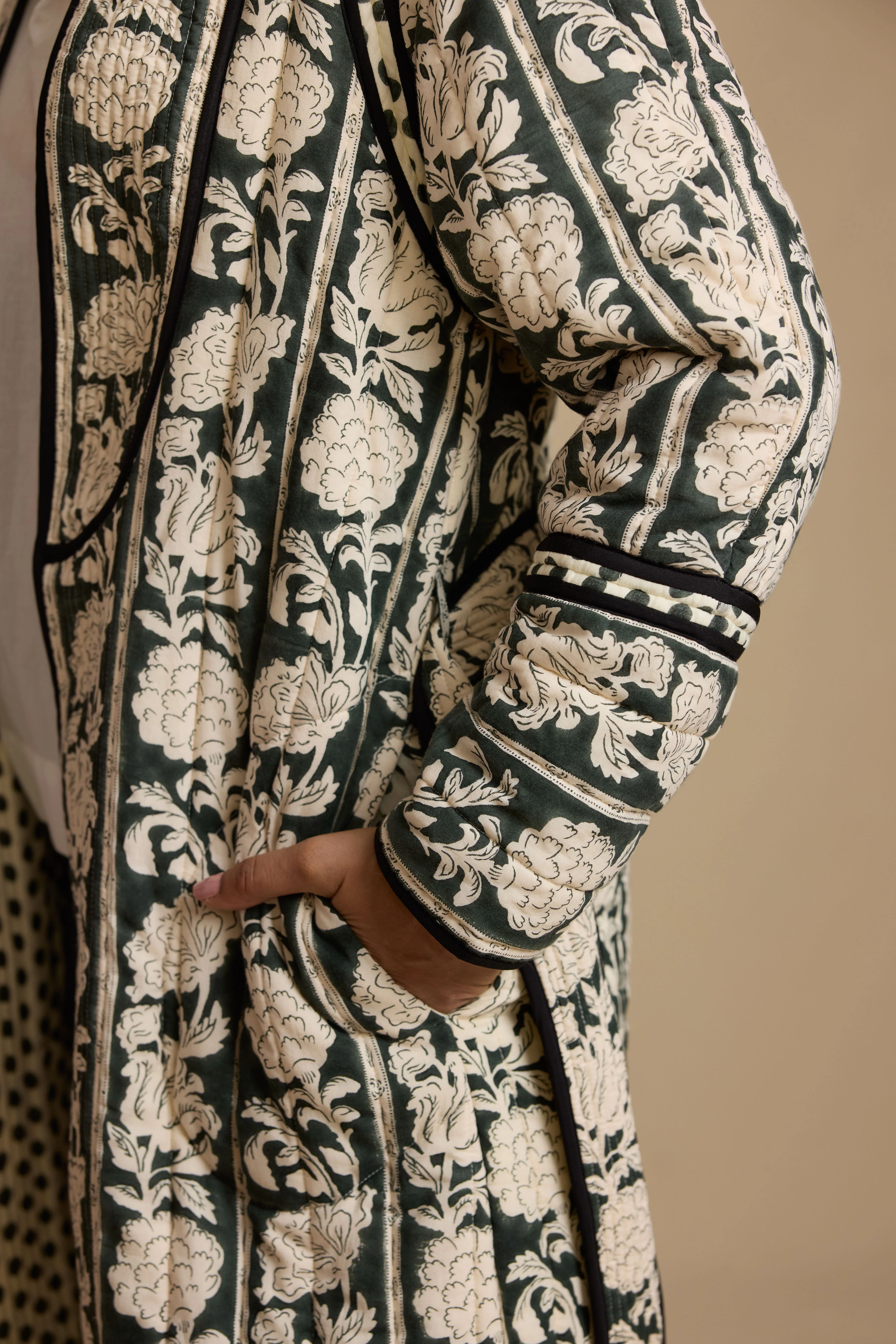 The Cosy Coat in Forest Boulevard Stripe - Image 5
