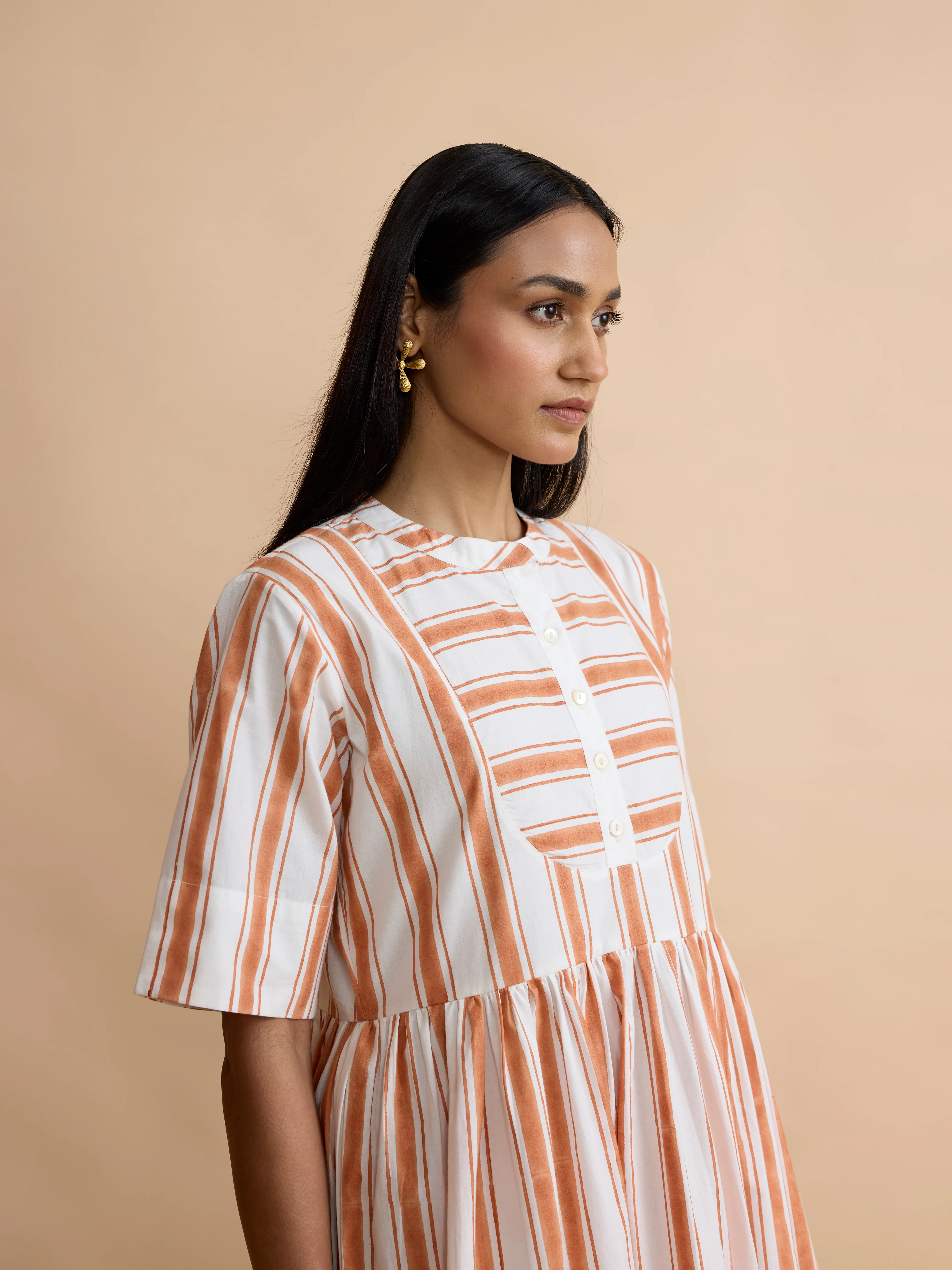 The French Dress in Apricot Ticking - Image 4