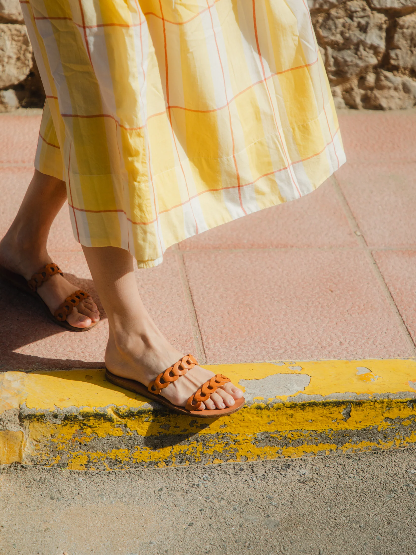 Wrap Dress in Honey Check - Image 4