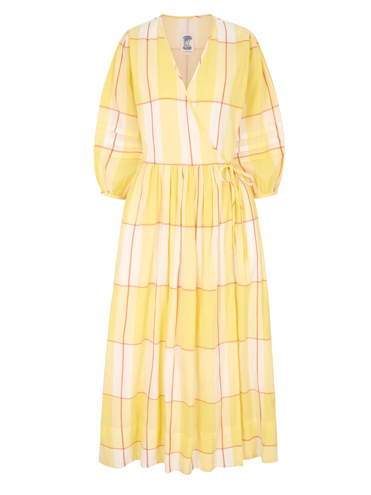 Wrap Dress in Honey Check - Image 9